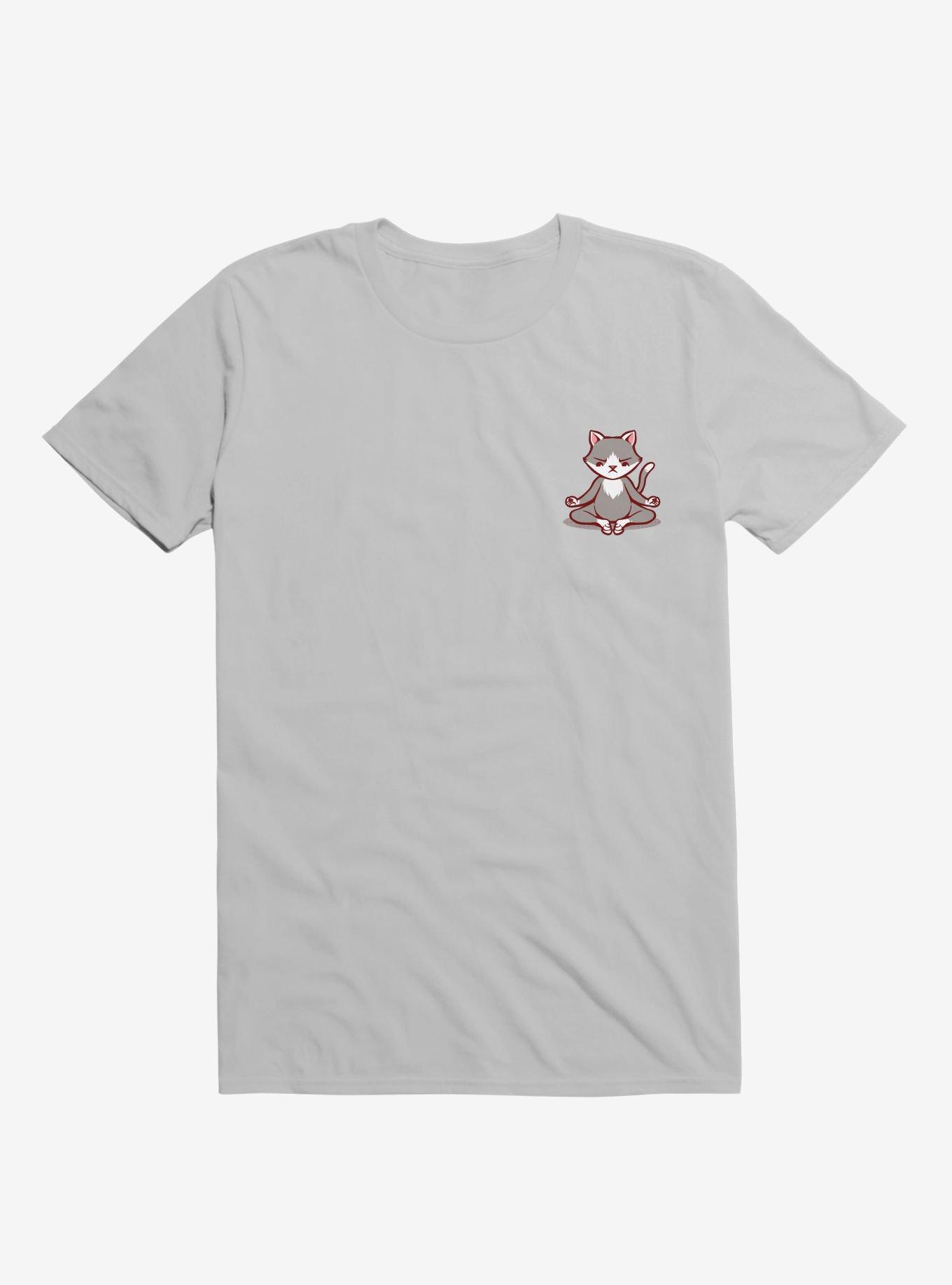 Cat Animals Meditation Zen Buddhism Ice Grey T-Shirt, , hi-res