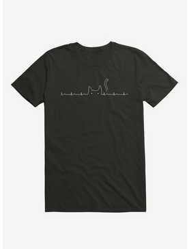 Cat Line Heartline Black T-Shirt, , hi-res