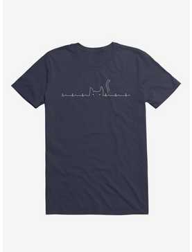 Cat Line Heartline Navy Blue T-Shirt, , hi-res