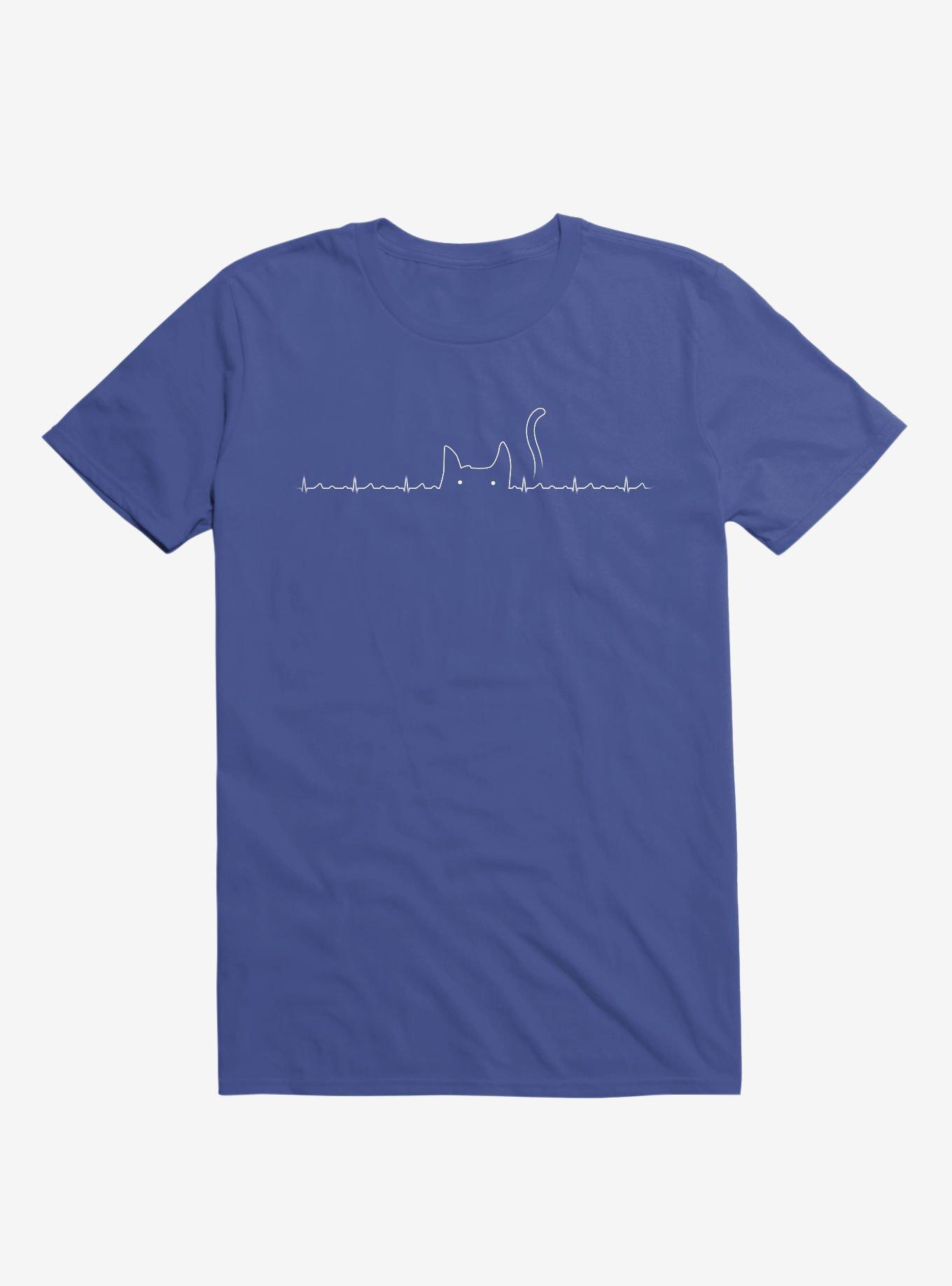 Cat Line Heartline Royal Blue T-Shirt, , hi-res