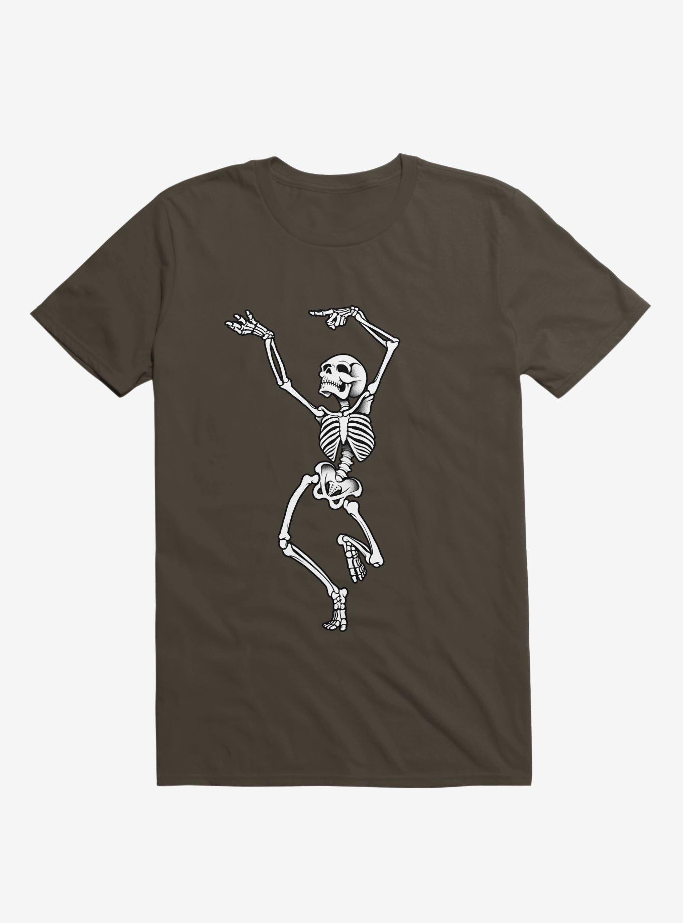 Dancing Skeleton Brown T-Shirt, BROWN, hi-res