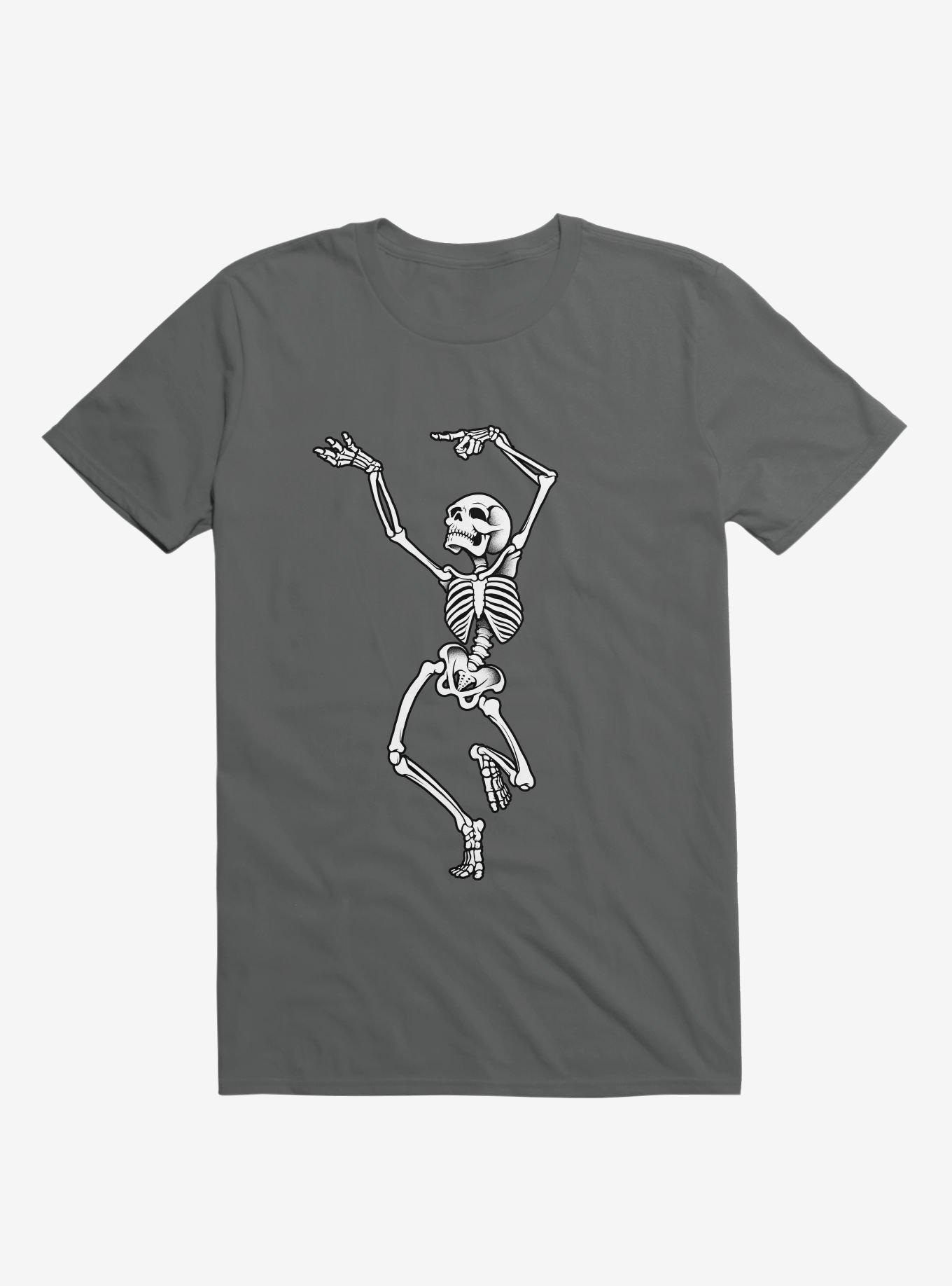 Dancing Skeleton Charcoal Grey T-Shirt, CHARCOAL, hi-res