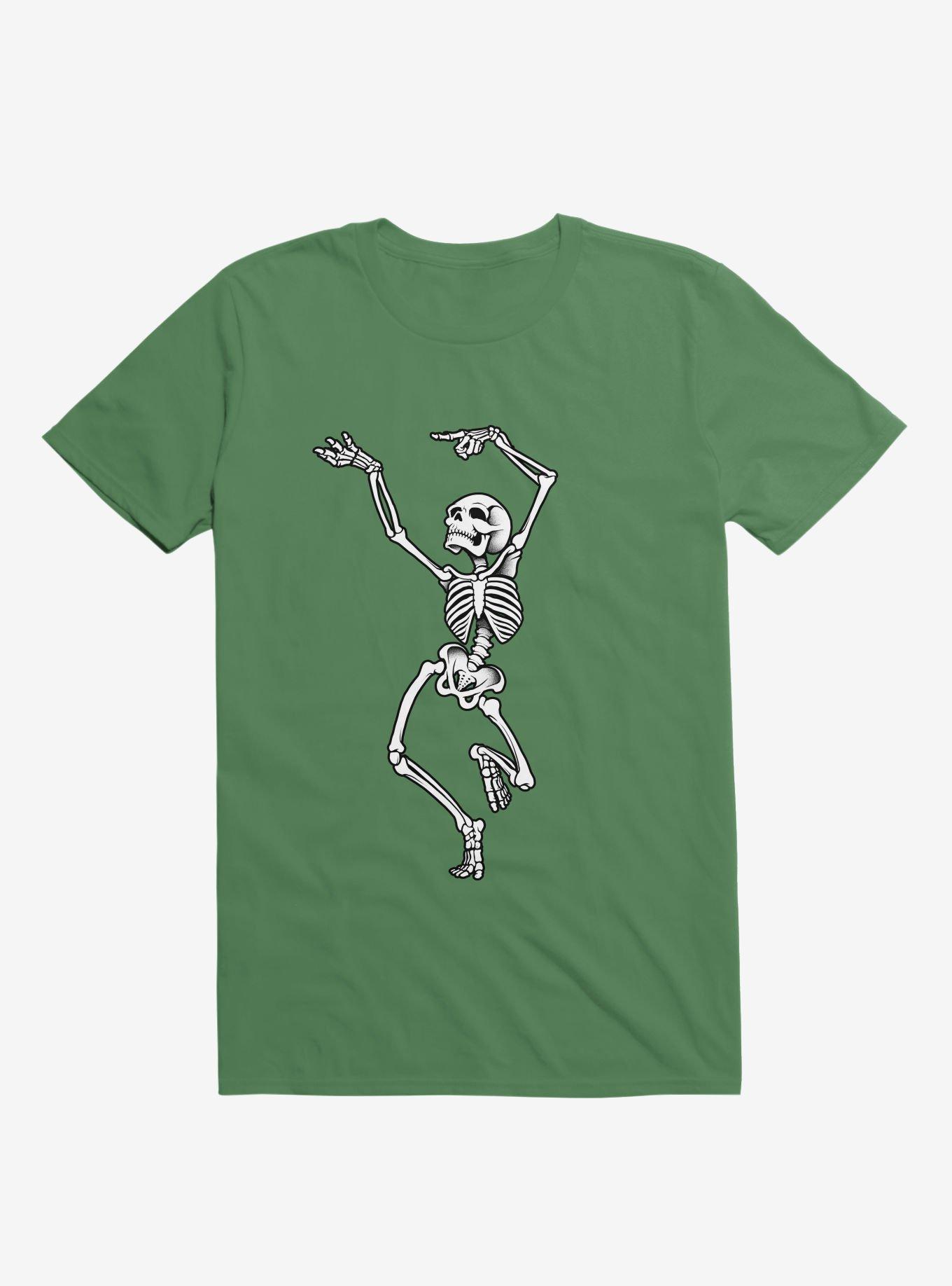 Dancing Skeleton Kelly Green T-Shirt, KELLY GREEN, hi-res