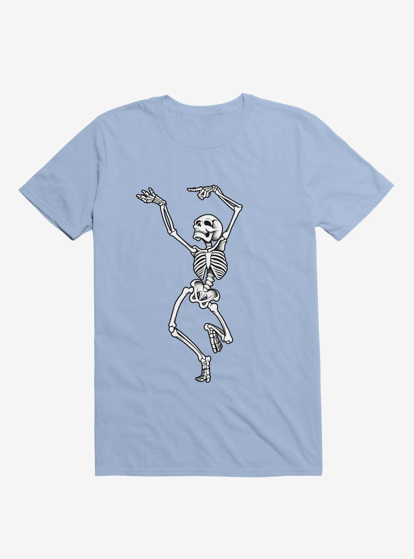 Dancing Skeleton Light Blue T-Shirt, , hi-res