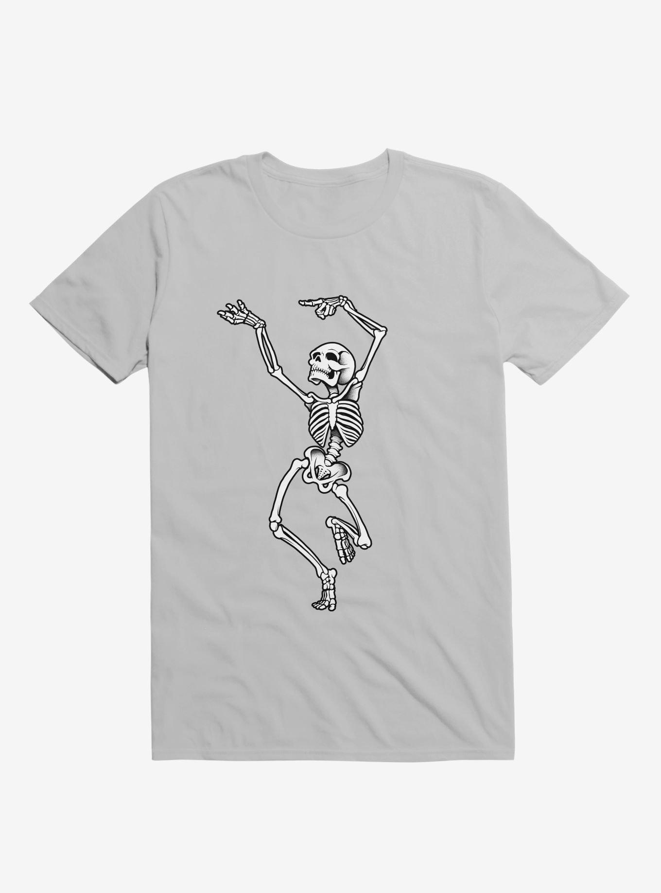 Dancing Skeleton Ice Grey T-Shirt, , hi-res