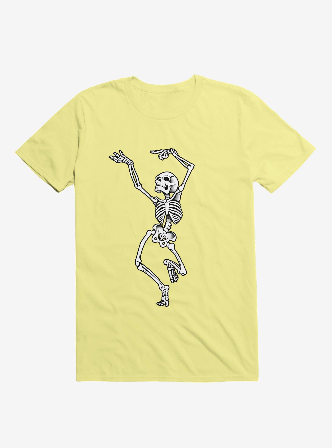 Dancing Skeleton Corn Silk Yellow T-Shirt, , hi-res