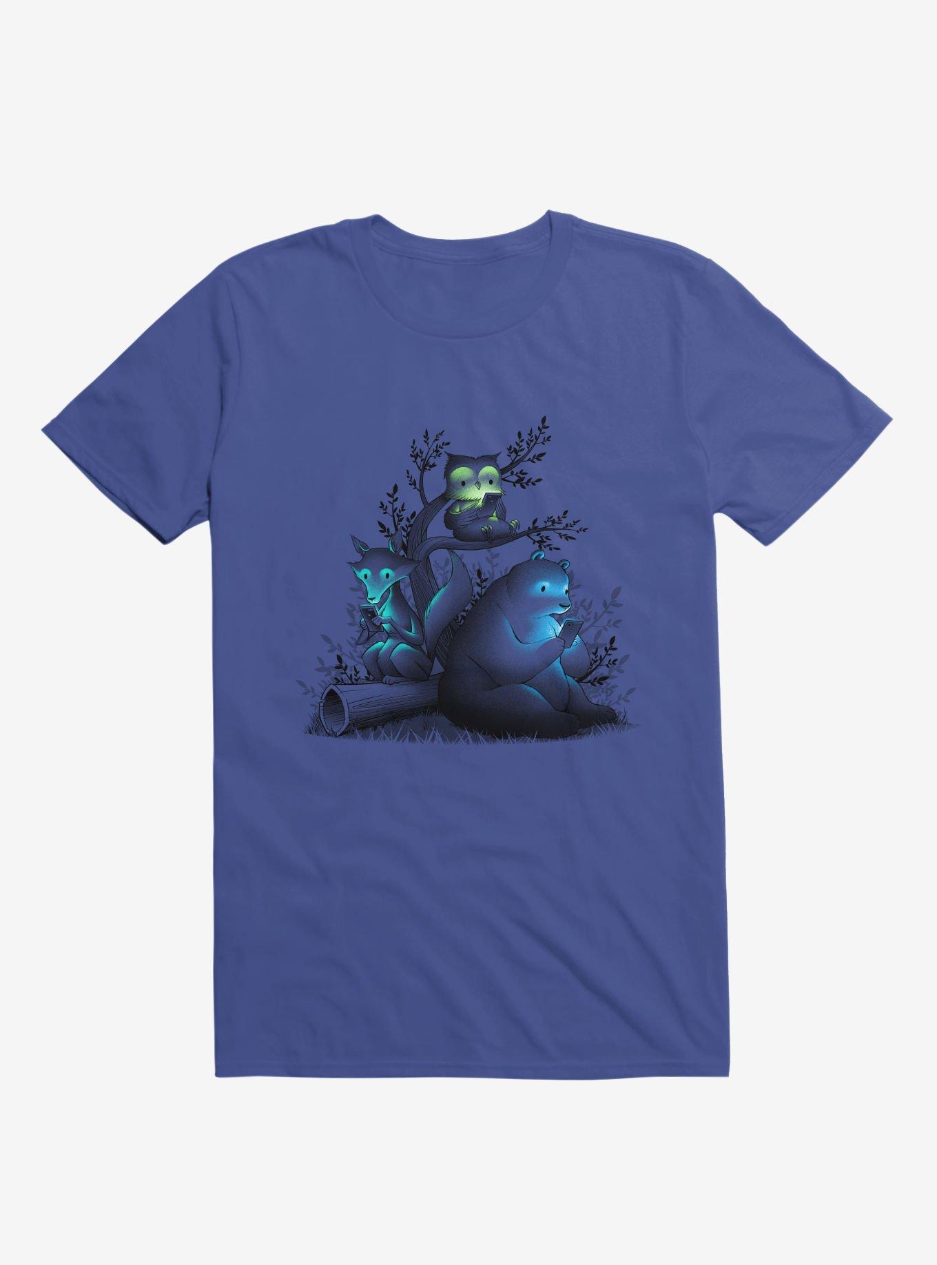 Connecting With The Forest, Animals Using Phones Royal Blue T-Shirt, , hi-res