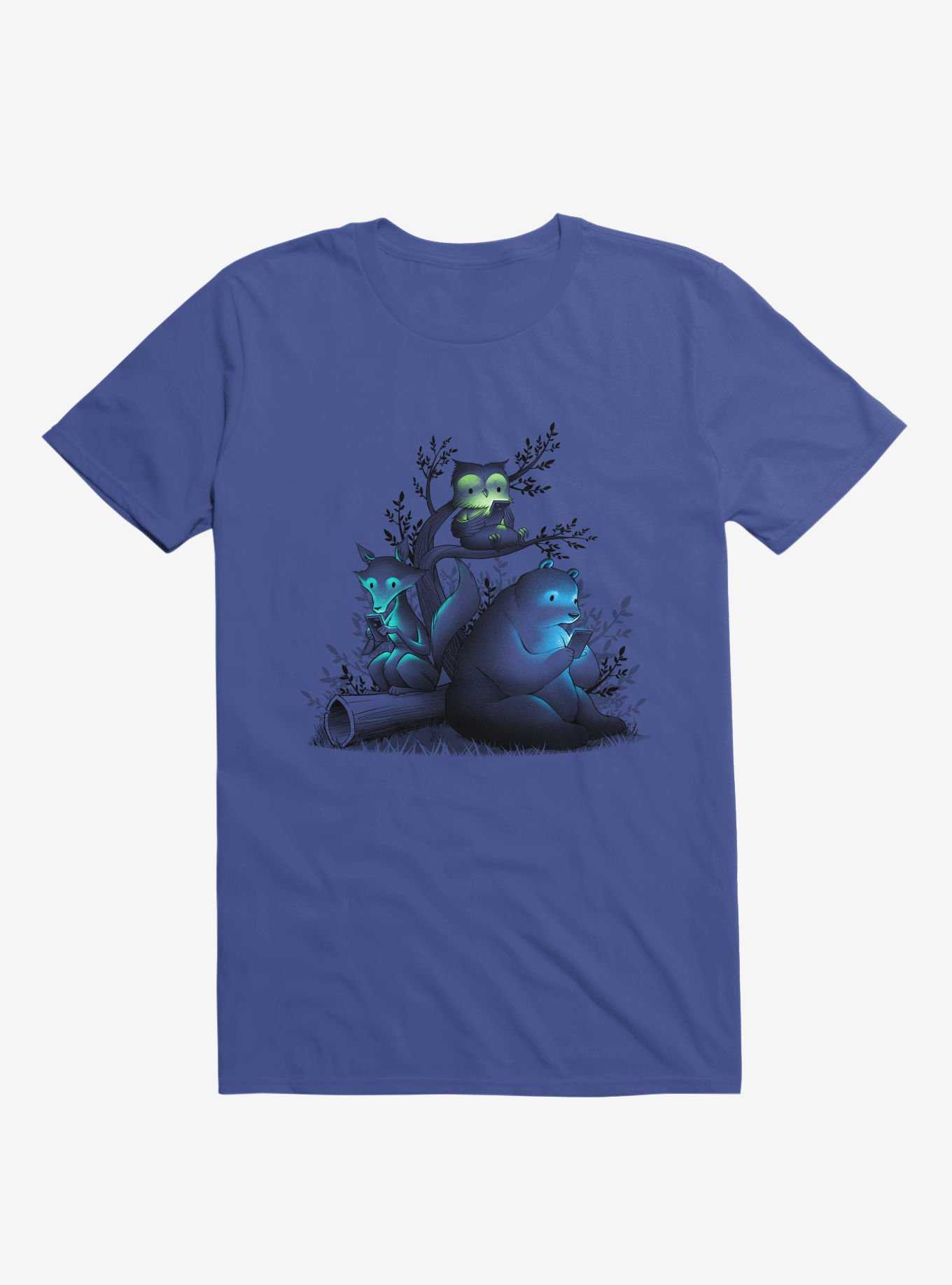 Connecting With The Forest, Animals Using Phones Royal Blue T-Shirt, , hi-res