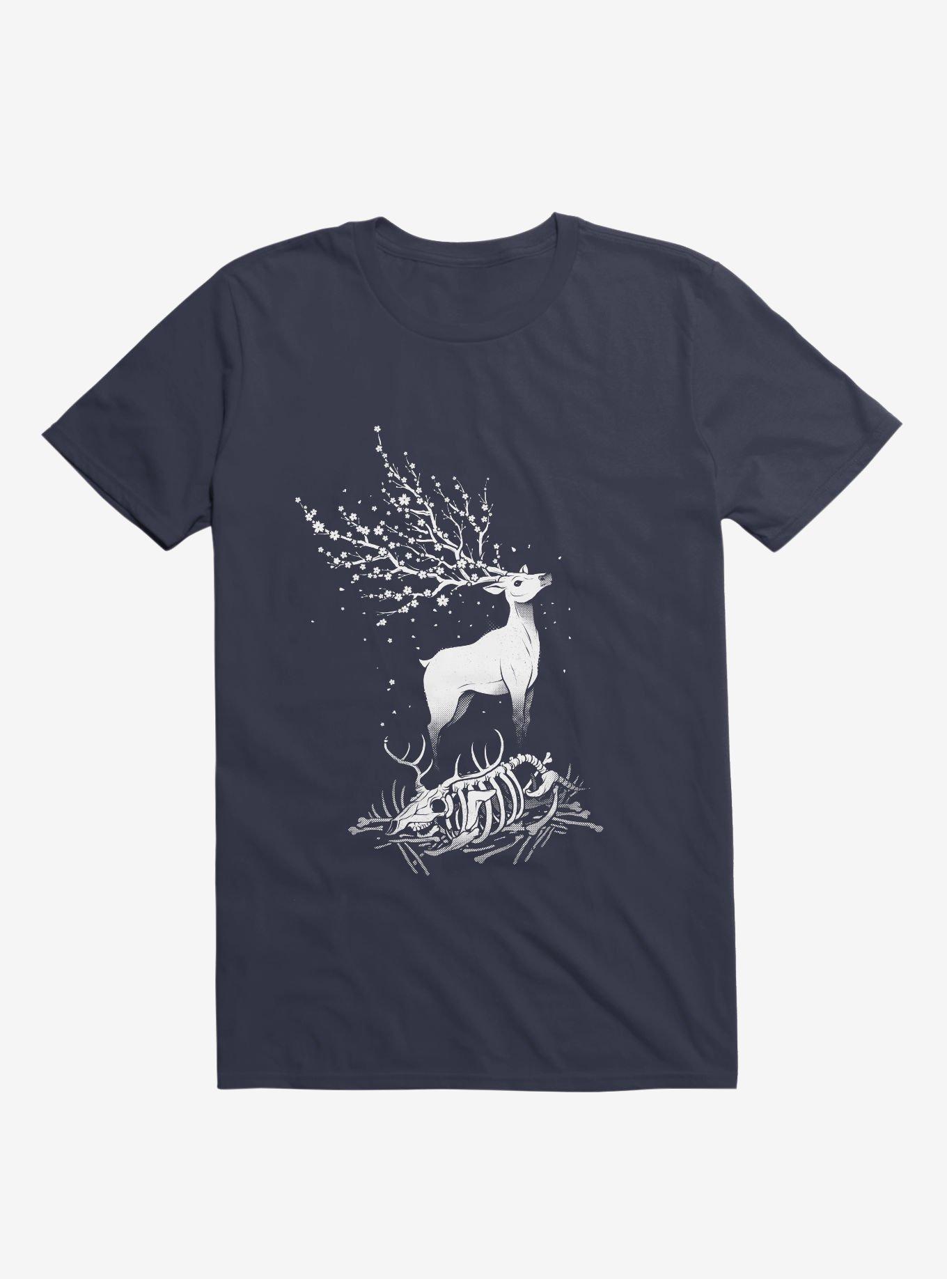 Life After Death Reborn Deer Navy Blue T-Shirt, NAVY, hi-res