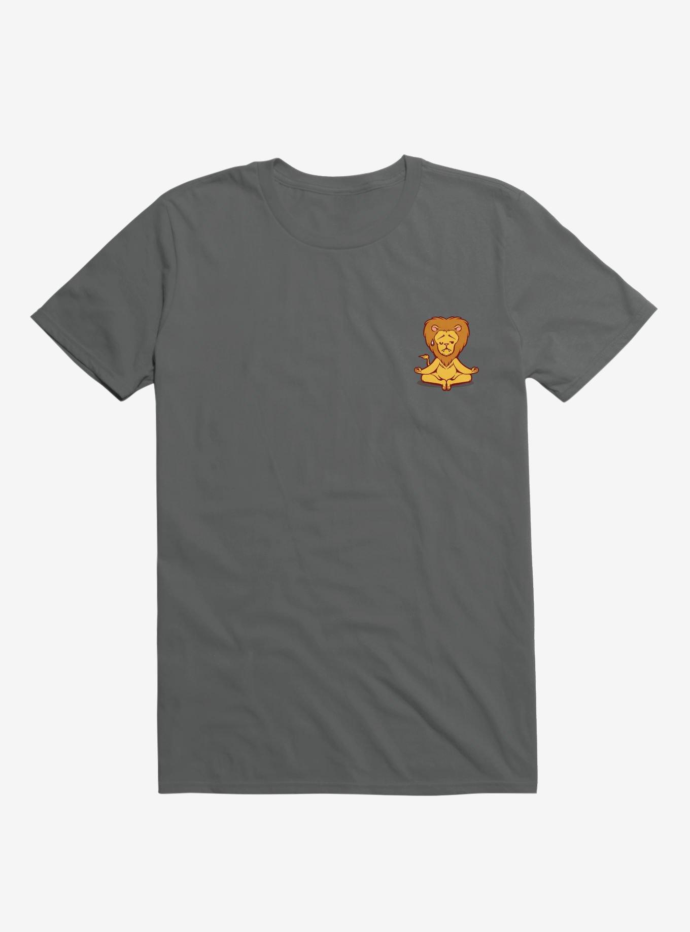 Lion Animals Meditation Zen Buddhism Charcoal Grey T-Shirt, CHARCOAL, hi-res