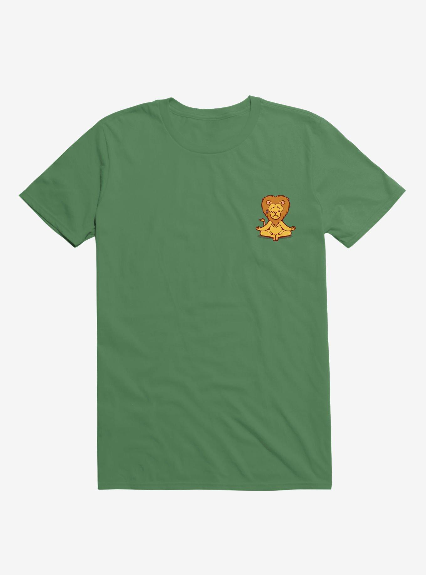 Lion Animals Meditation Zen Buddhism Kelly Green T-Shirt, , hi-res