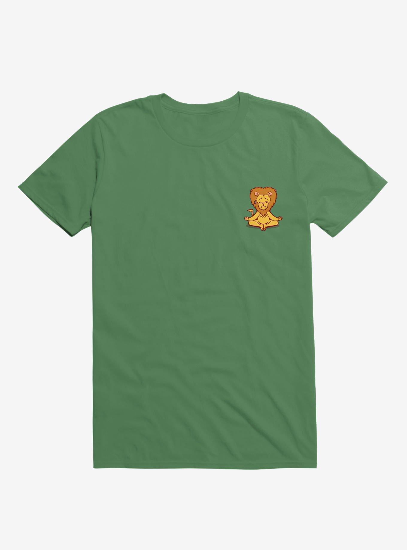 Lion Animals Meditation Zen Buddhism Kelly Green T-Shirt, , hi-res