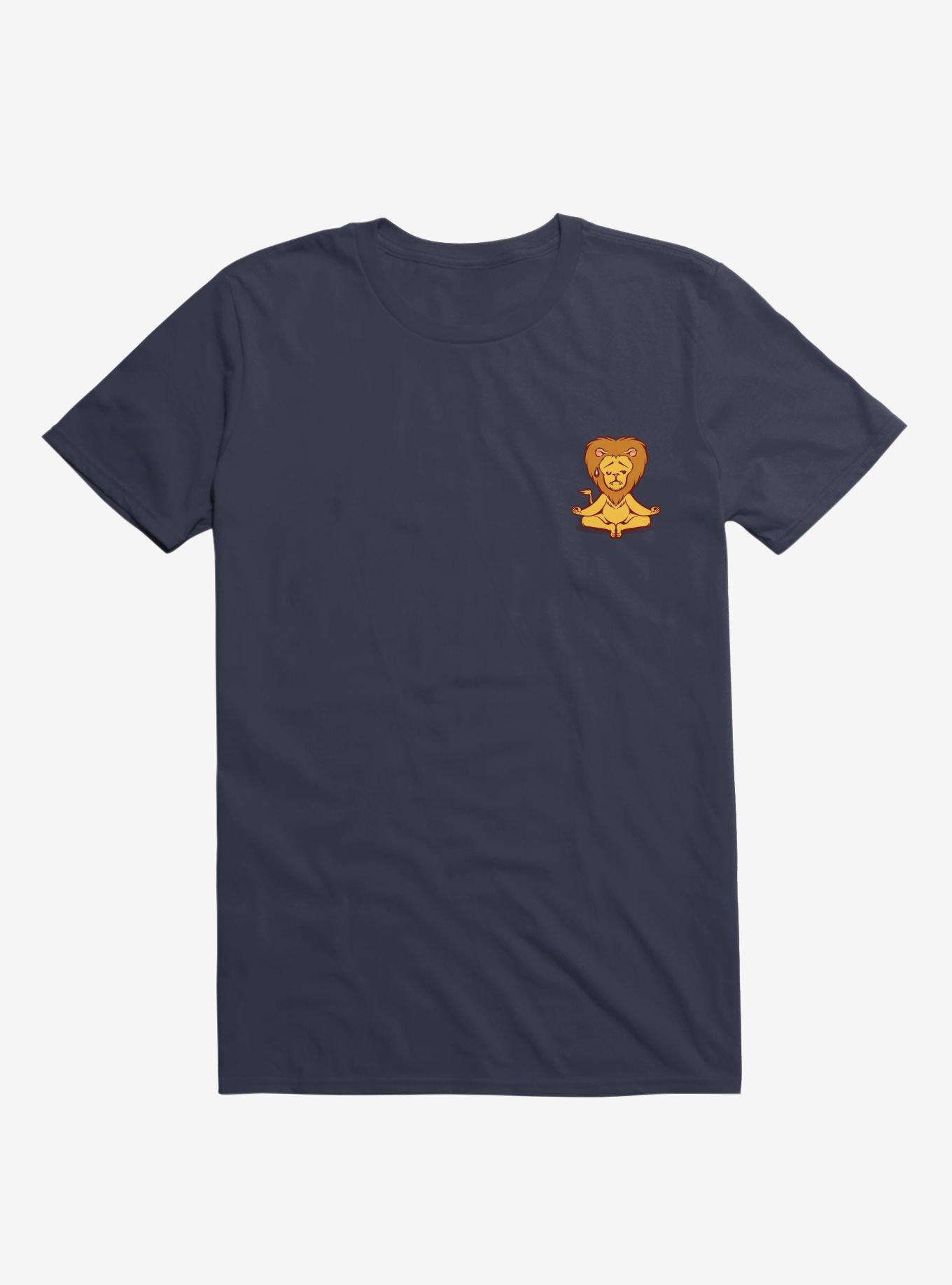 Lion Animals Meditation Zen Buddhism Navy Blue T-Shirt, , hi-res