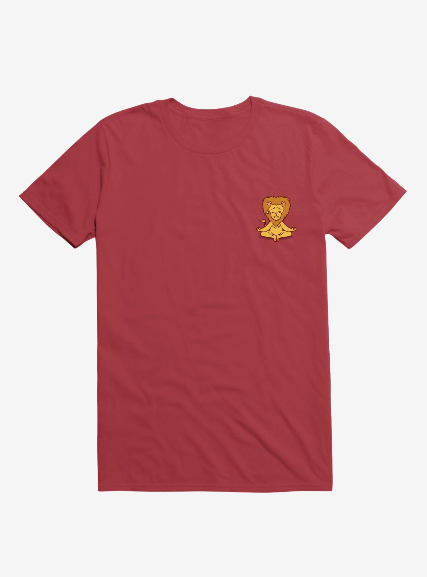 Lion Animals Meditation Zen Buddhism Red T-Shirt, RED, hi-res