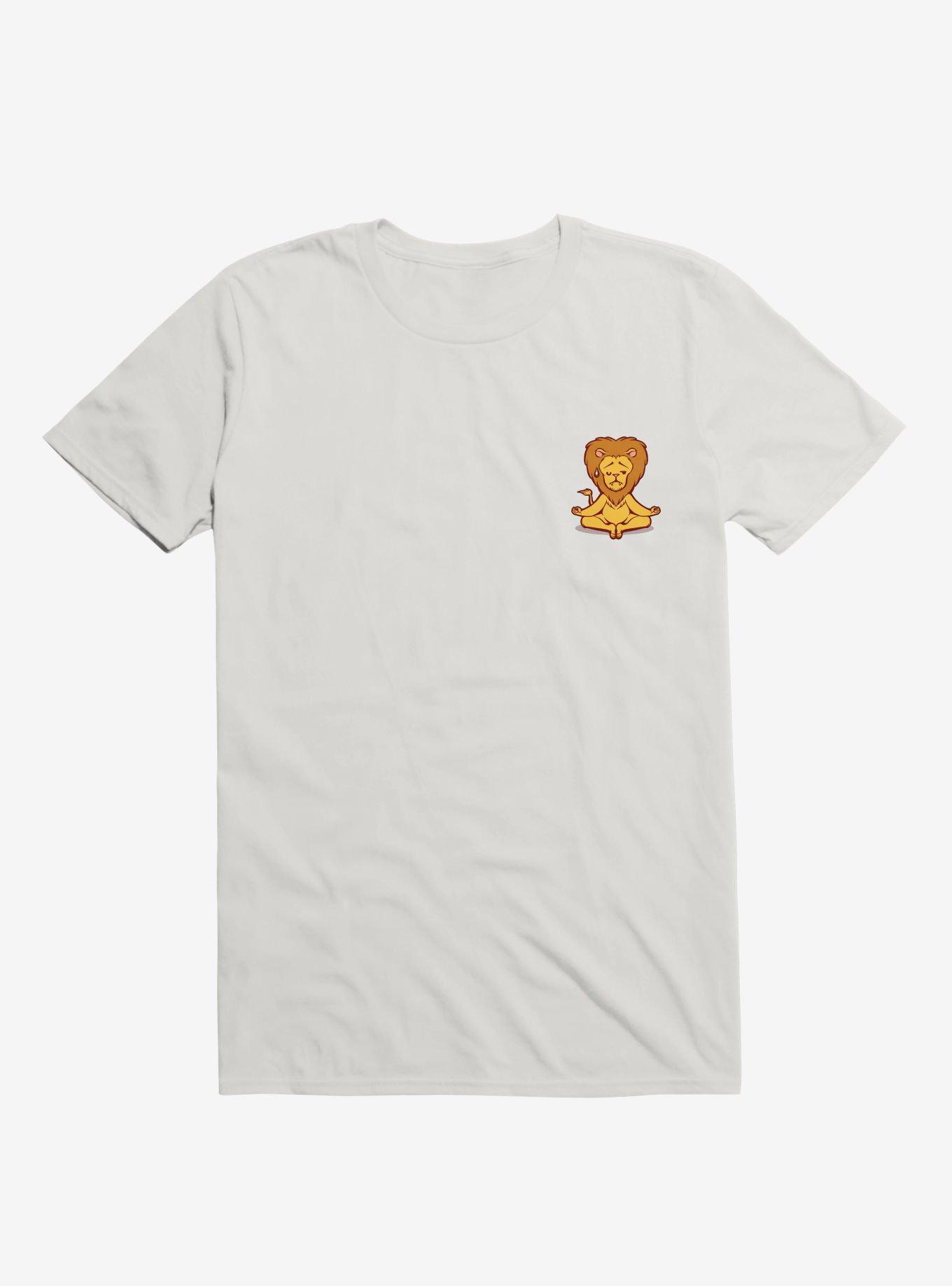 Lion Animals Meditation Zen Buddhism White T-Shirt, WHITE, hi-res