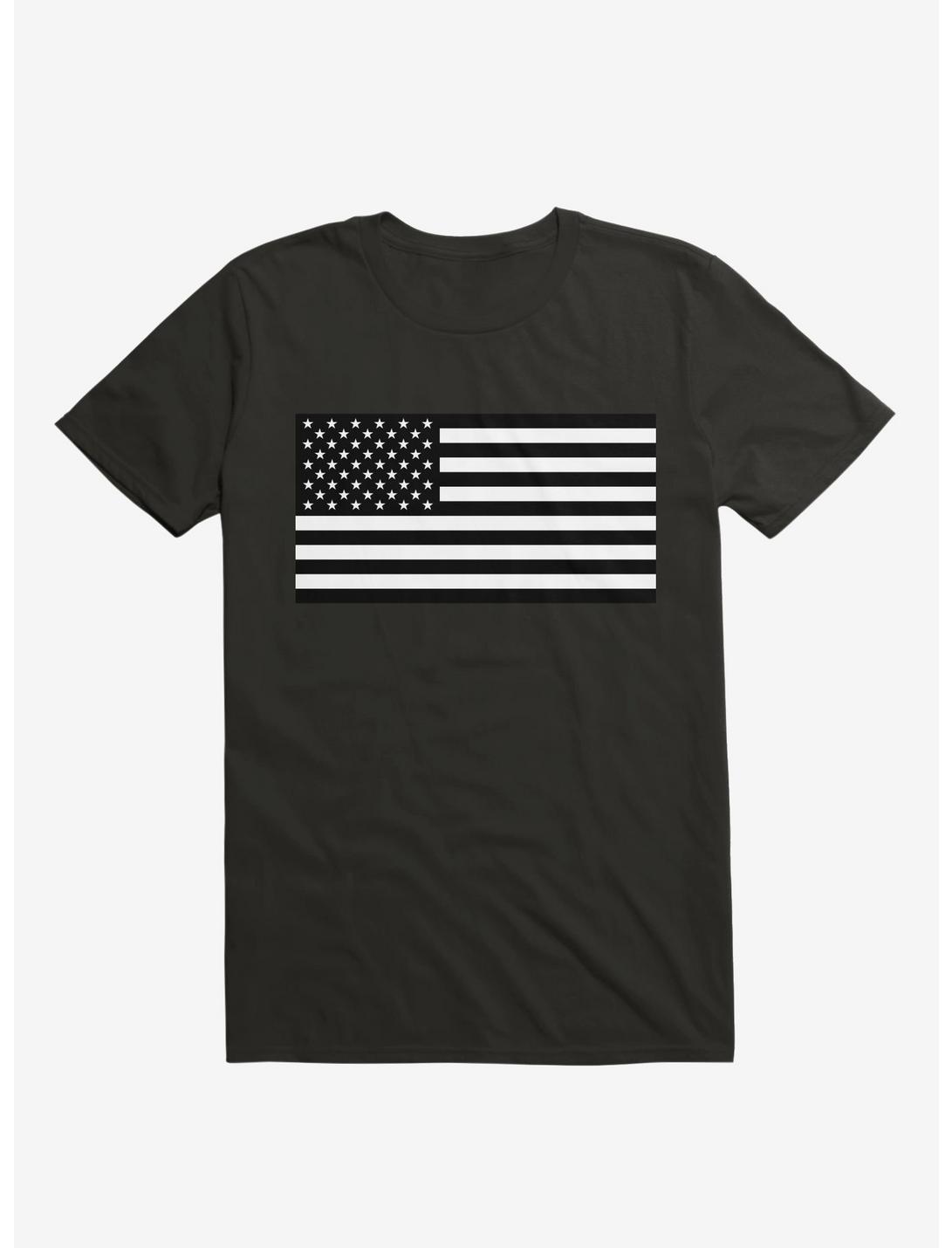 The United States Flag, Black And White T-Shirt, BLACK, hi-res