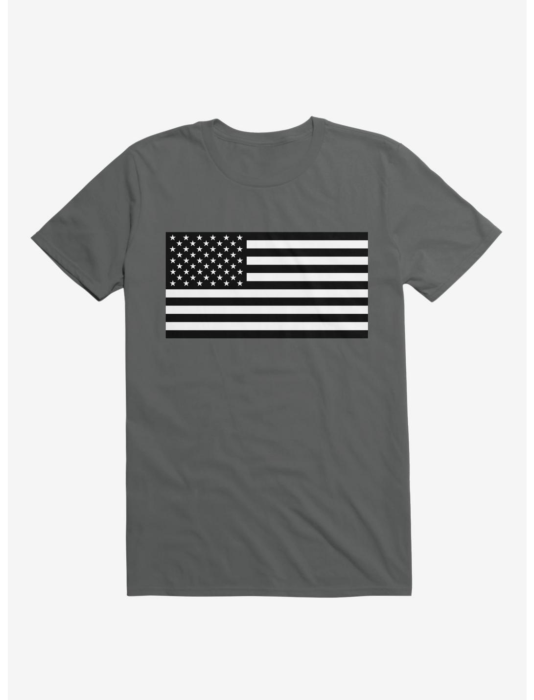 The United States Flag, Black And White T-Shirt, CHARCOAL, hi-res