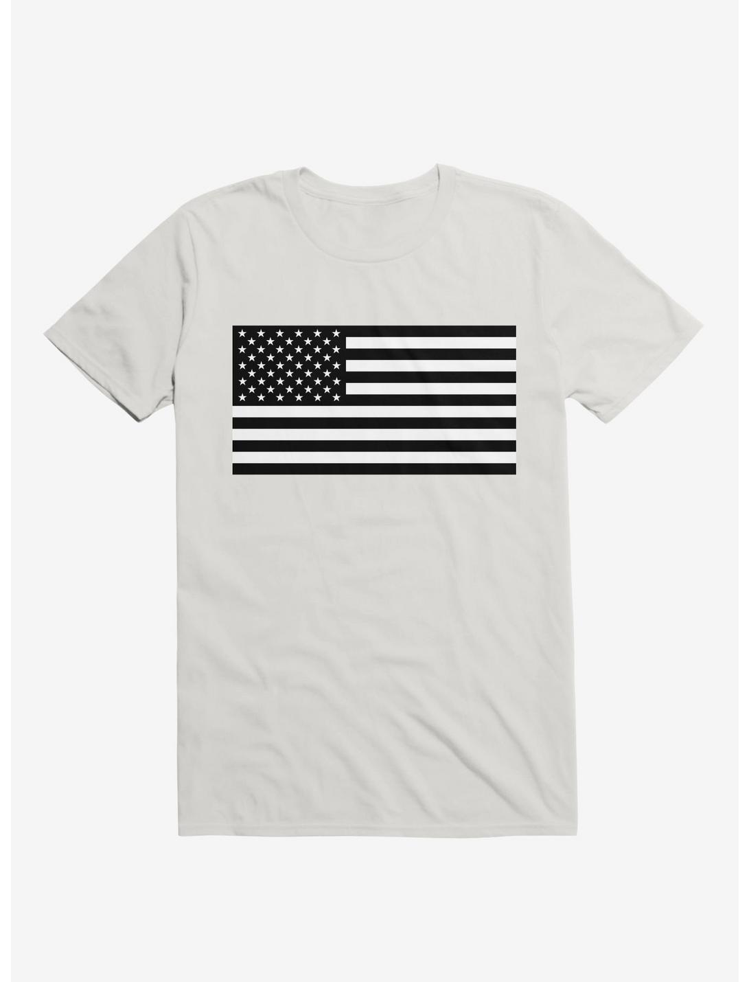 The United States Flag, Black And White T-Shirt, WHITE, hi-res