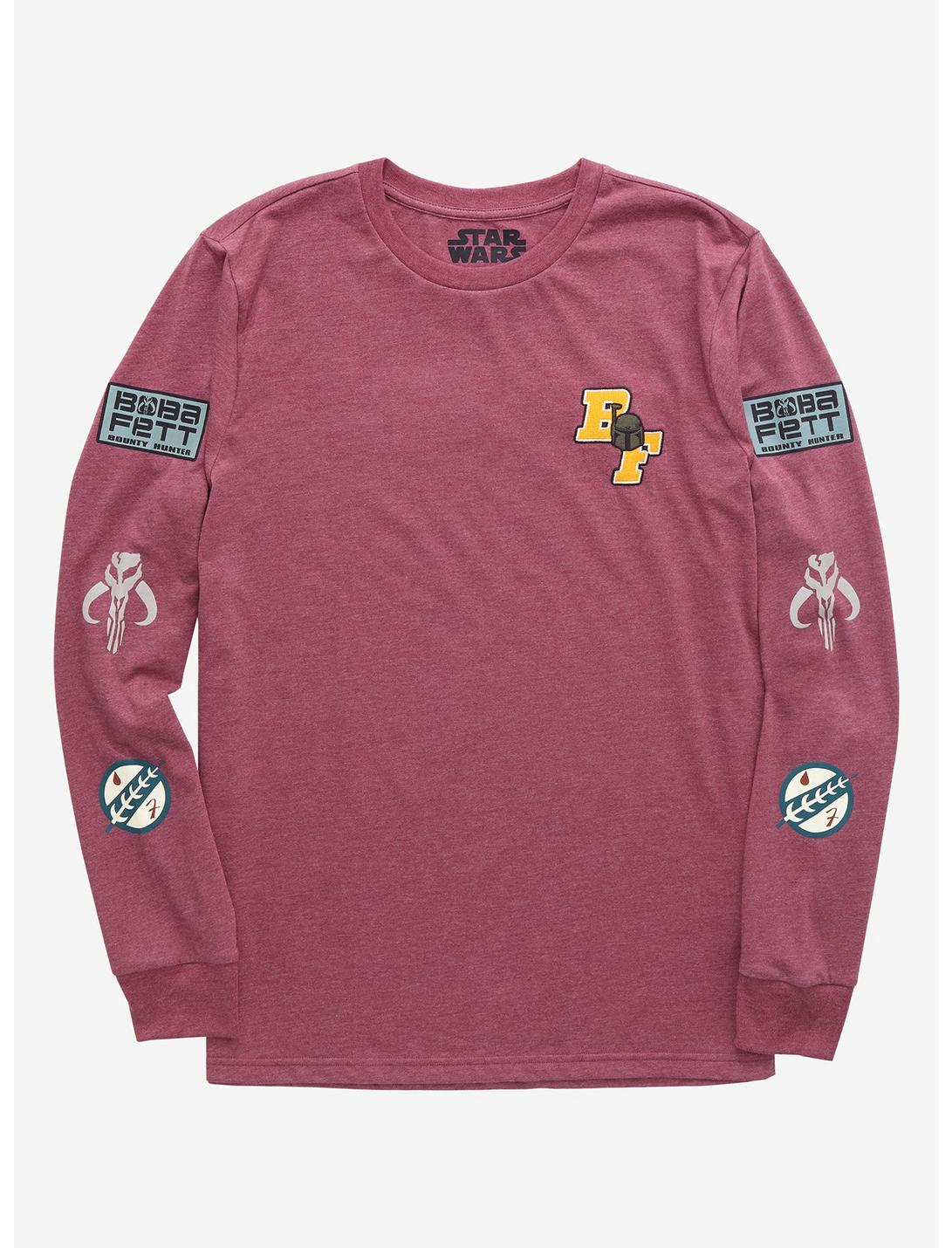 Our Universe Star Wars Boba Fett Icons Long Sleeve T-Shirt - BoxLunch Exclusive, BURGUNDY, hi-res