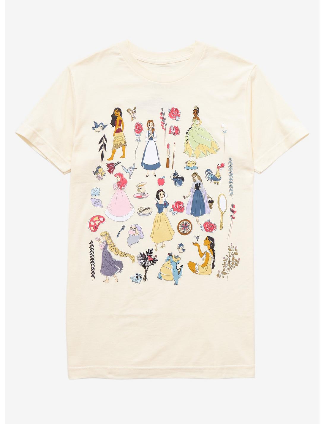 Disney Princess Icons Women’s T-Shirt - BoxLunch Exclusive, NATURAL, hi-res