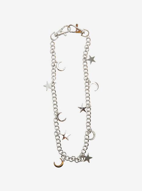 Silver Moon & Stars 24 Inch Wallet Chain | Hot Topic