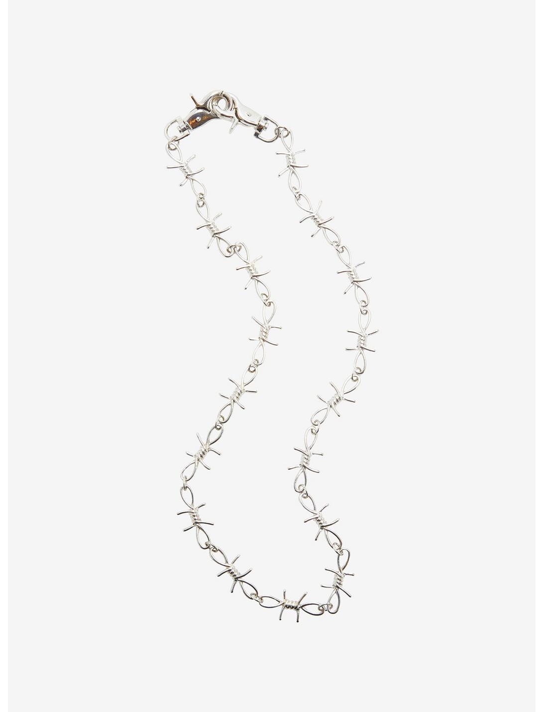 Silver Barbed Wire 24 Inch Wallet Chain, , hi-res
