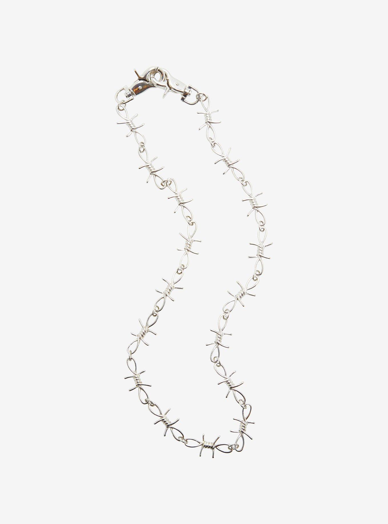 Silver Barbed Wire 24 Inch Wallet Chain, , hi-res