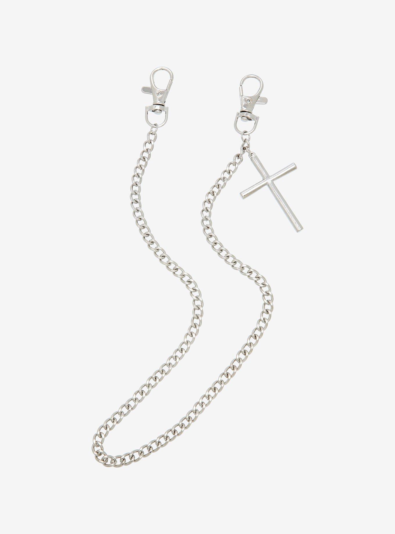 Silver 18 Inch Cross Wallet Chain, , hi-res