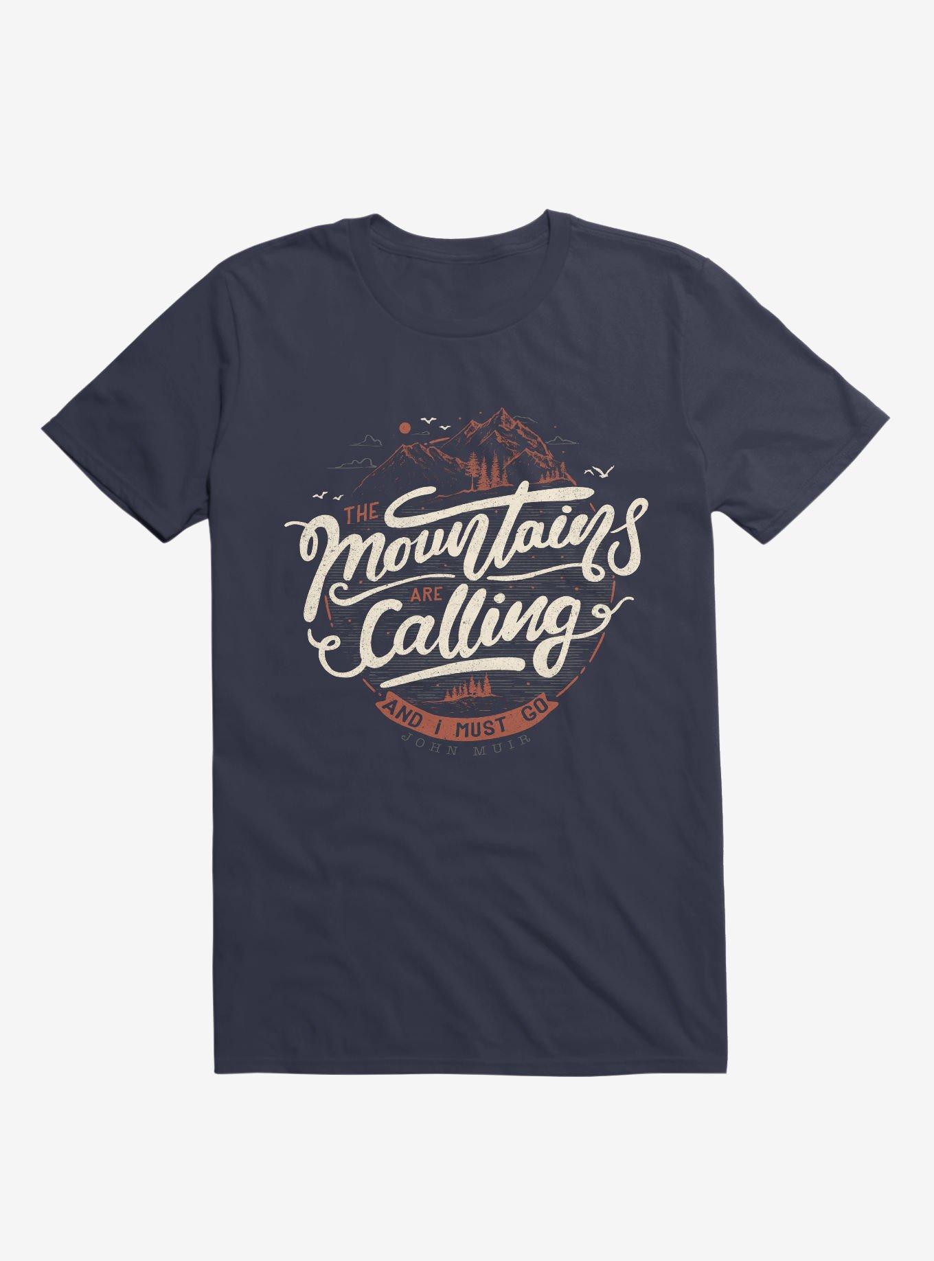 The Mountains Are Calling, And I Must Go Navy Blue T-Shirt, NAVY, hi-res