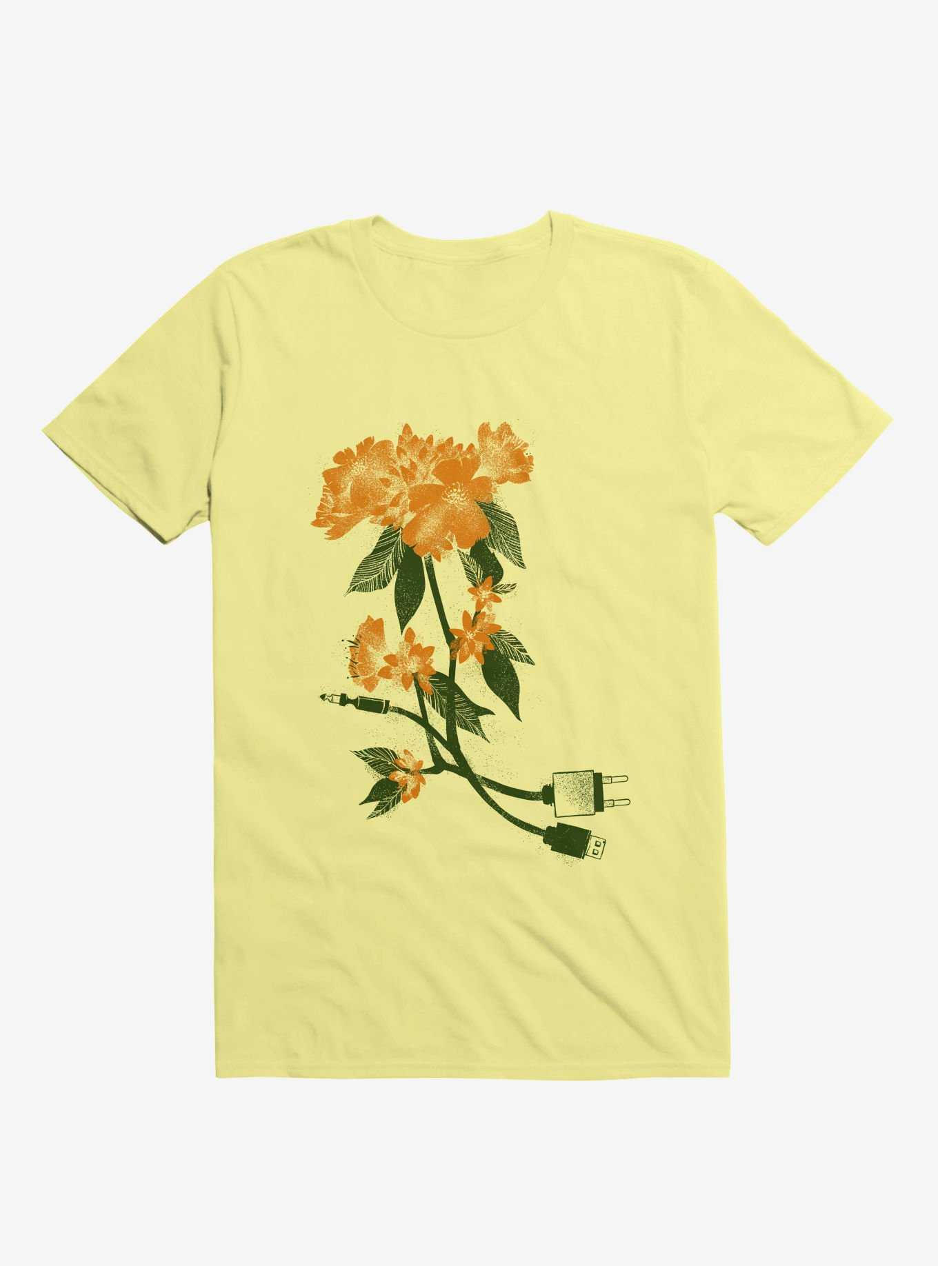 Digital Flower Corn Silk Yellow T-Shirt, , hi-res