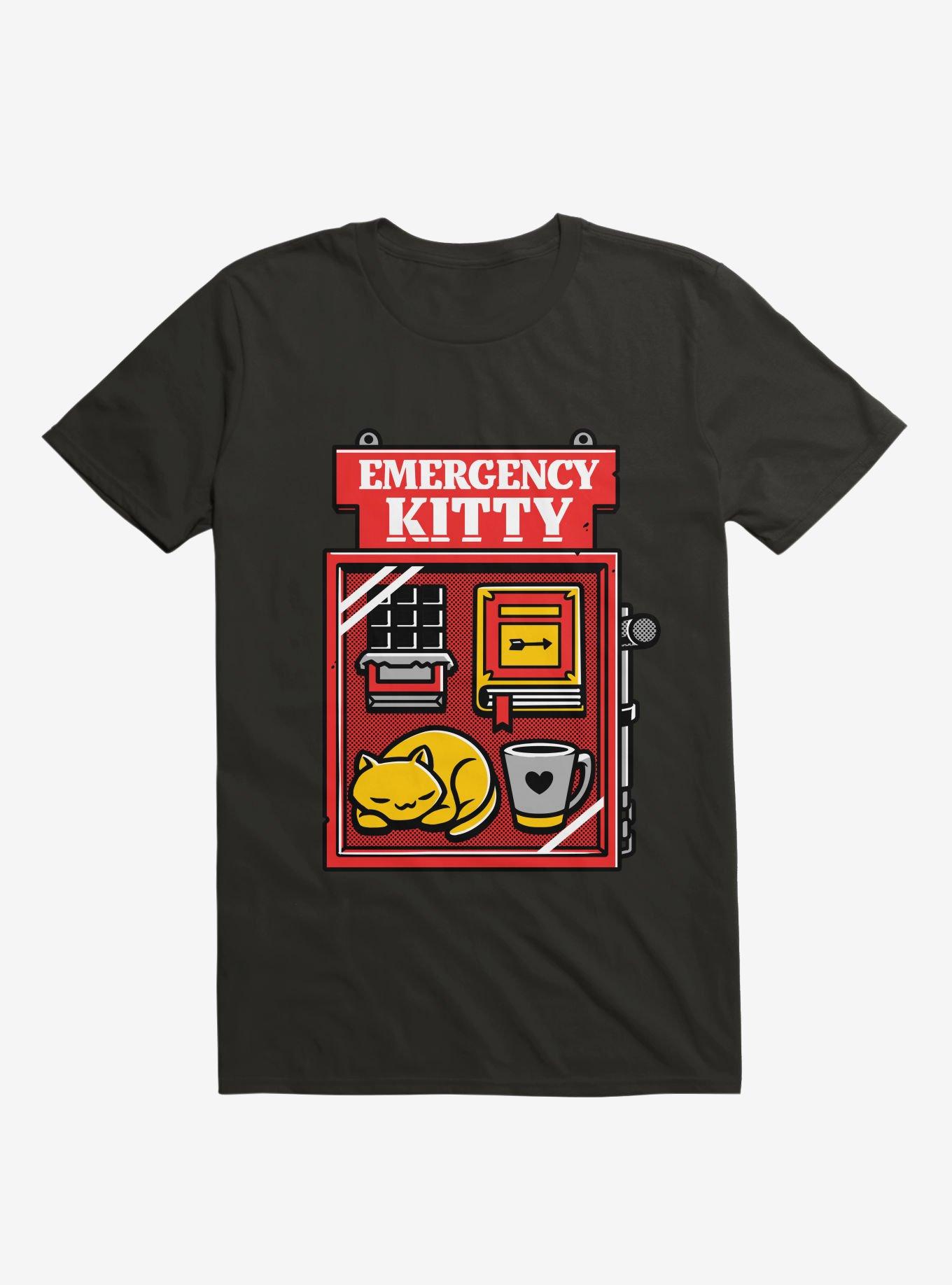 Emergency Kitty Black T-Shirt, BLACK, hi-res
