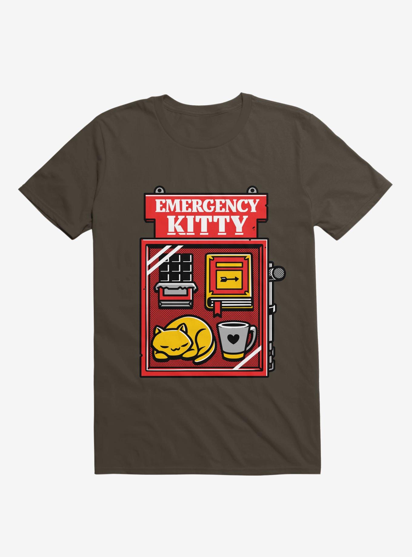 Emergency Kitty Brown T-Shirt