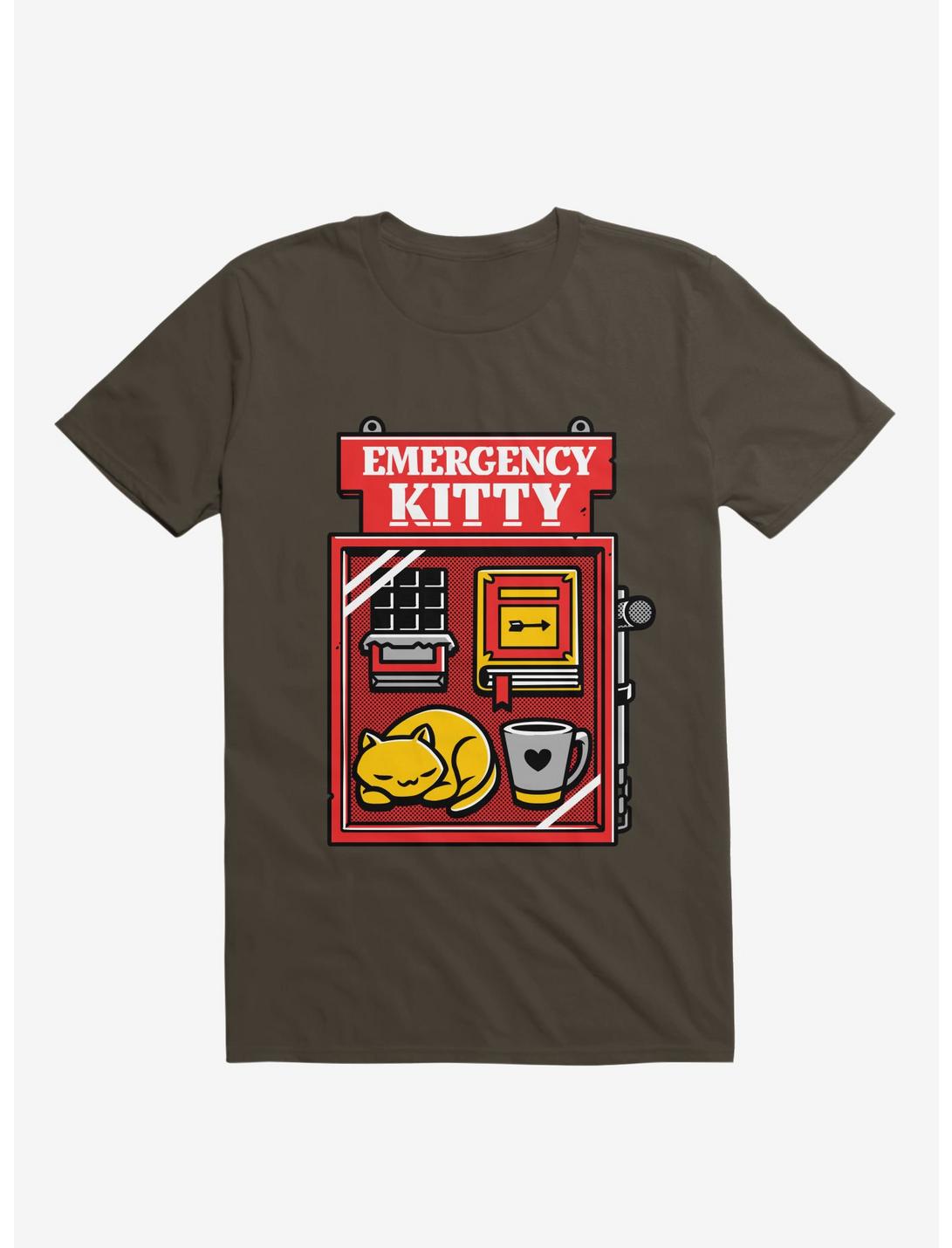 Emergency Kitty Brown T-Shirt, BROWN, hi-res