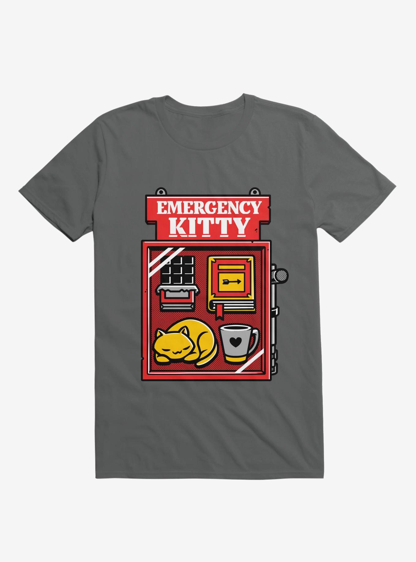 Emergency Kitty Charcoal Grey T-Shirt, CHARCOAL, hi-res