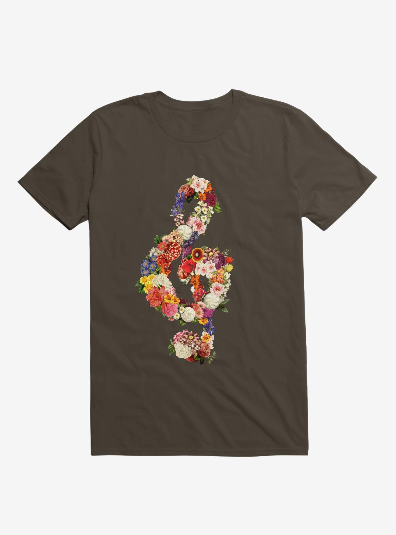 Flower Music Heart Brown T-Shirt, BROWN, hi-res
