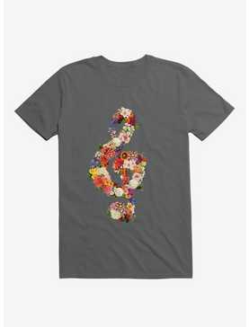 Flower Music Heart Charcoal Grey T-Shirt, , hi-res