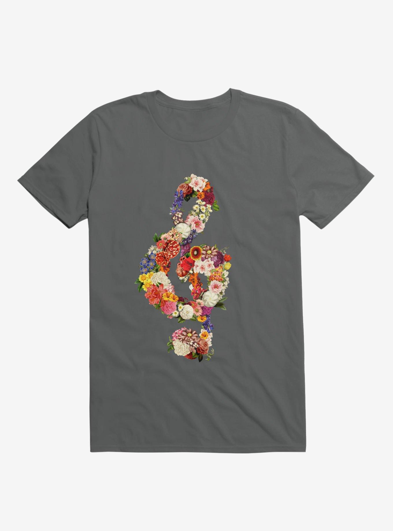 Flower Music Heart Charcoal Grey T-Shirt, , hi-res