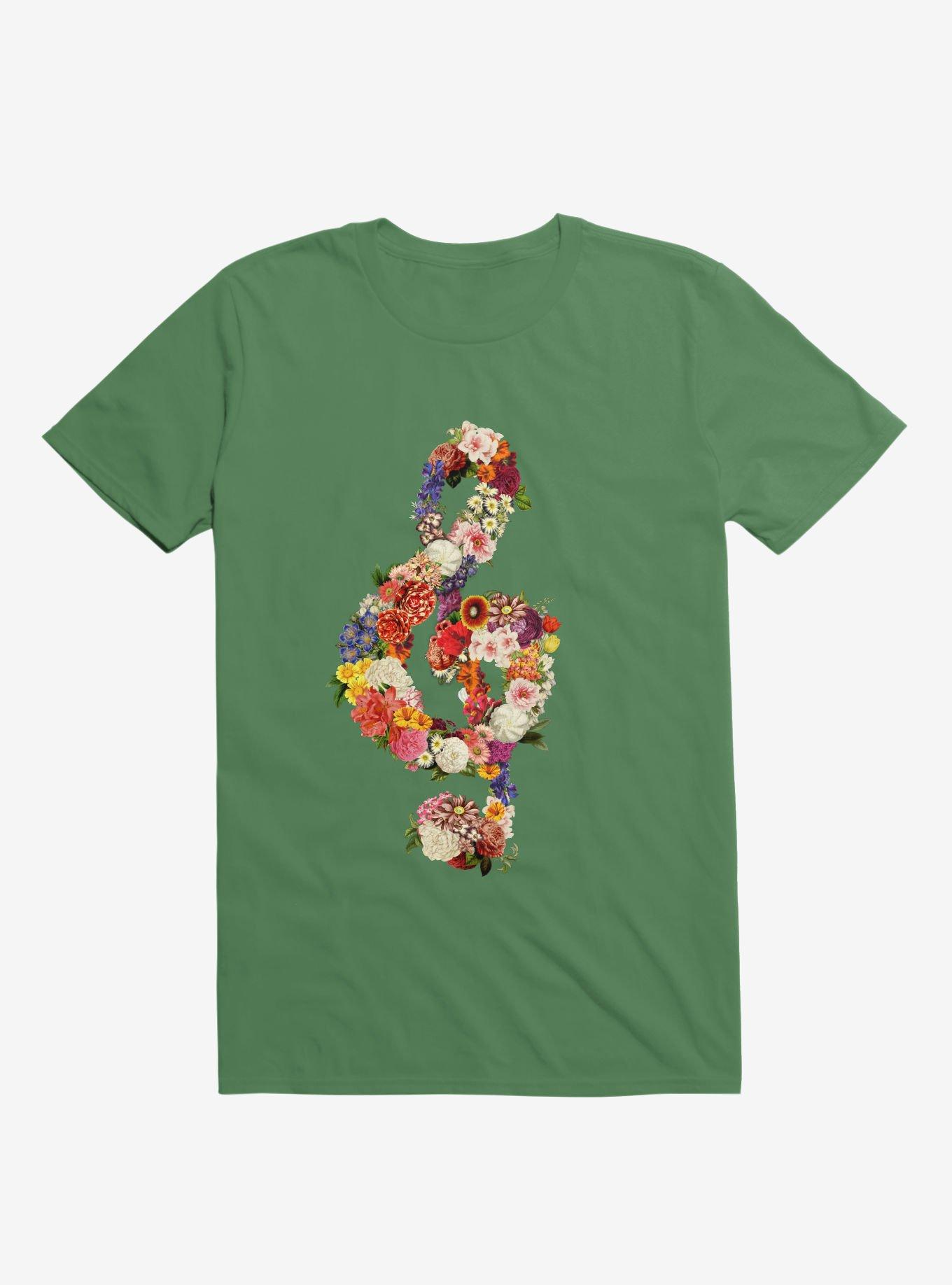 Flower Music Heart Kelly Green T-Shirt, , hi-res