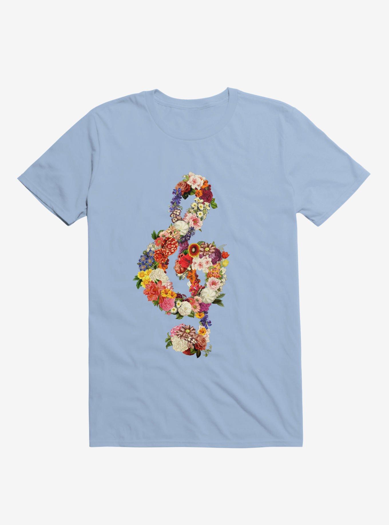 Flower Music Heart Light Blue T-Shirt, , hi-res