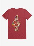Flower Music Heart Red T-Shirt, RED, hi-res
