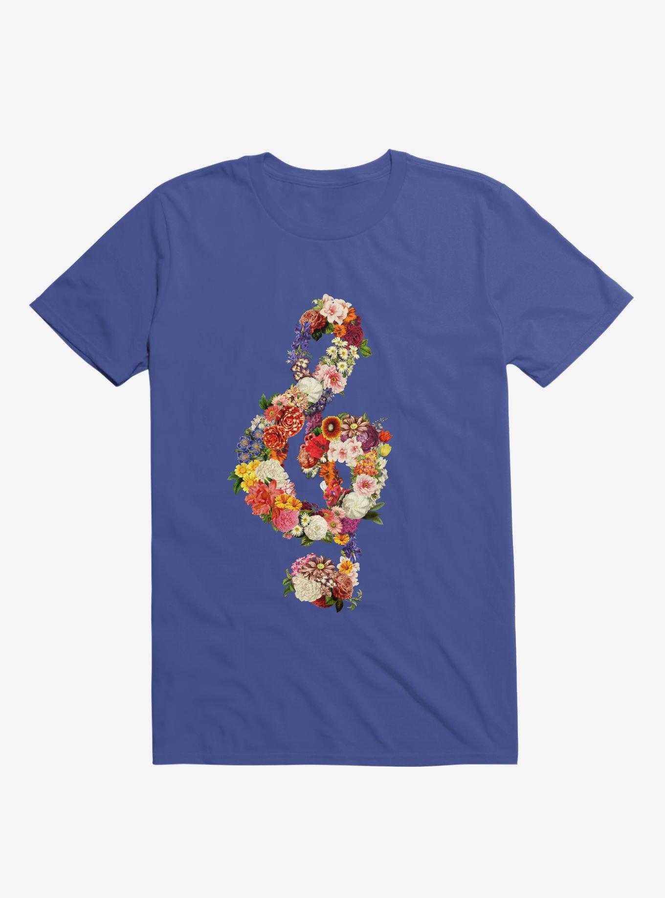 Flower Music Heart Royal Blue T-Shirt, ROYAL, hi-res