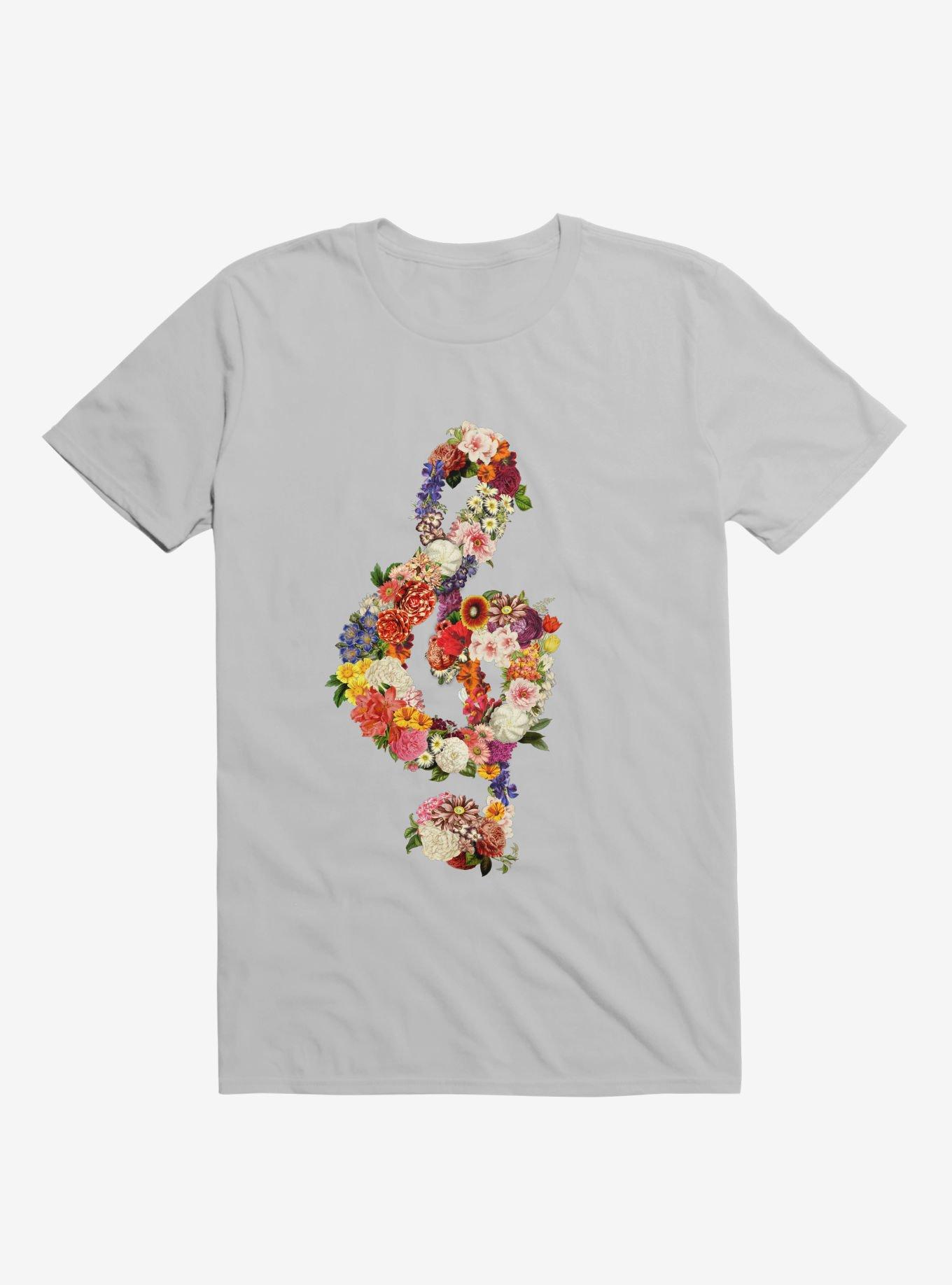 Flower Music Heart Ice Grey T-Shirt, , hi-res