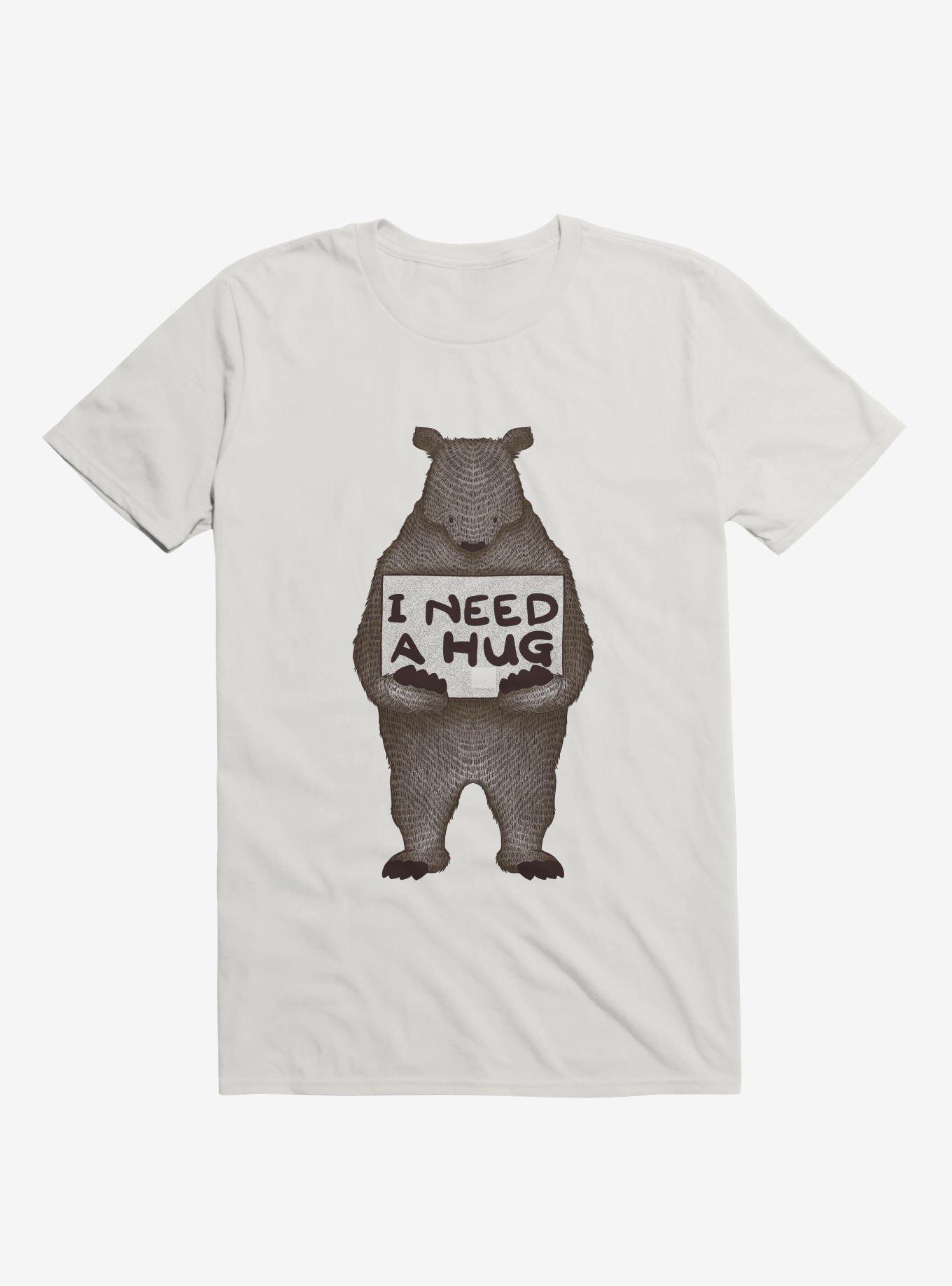 I Need A Hug Bear White T-Shirt, WHITE, hi-res