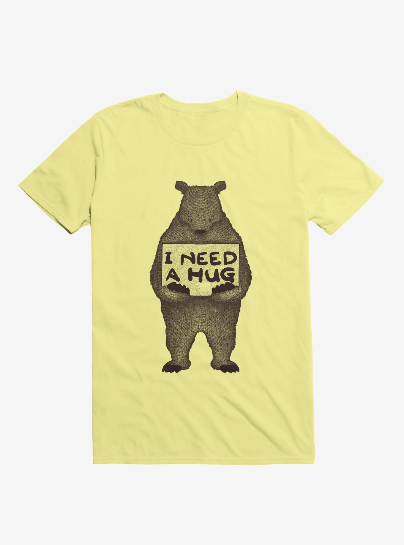 I Need A Hug Bear Corn Silk Yellow T-Shirt, CORN SILK, hi-res
