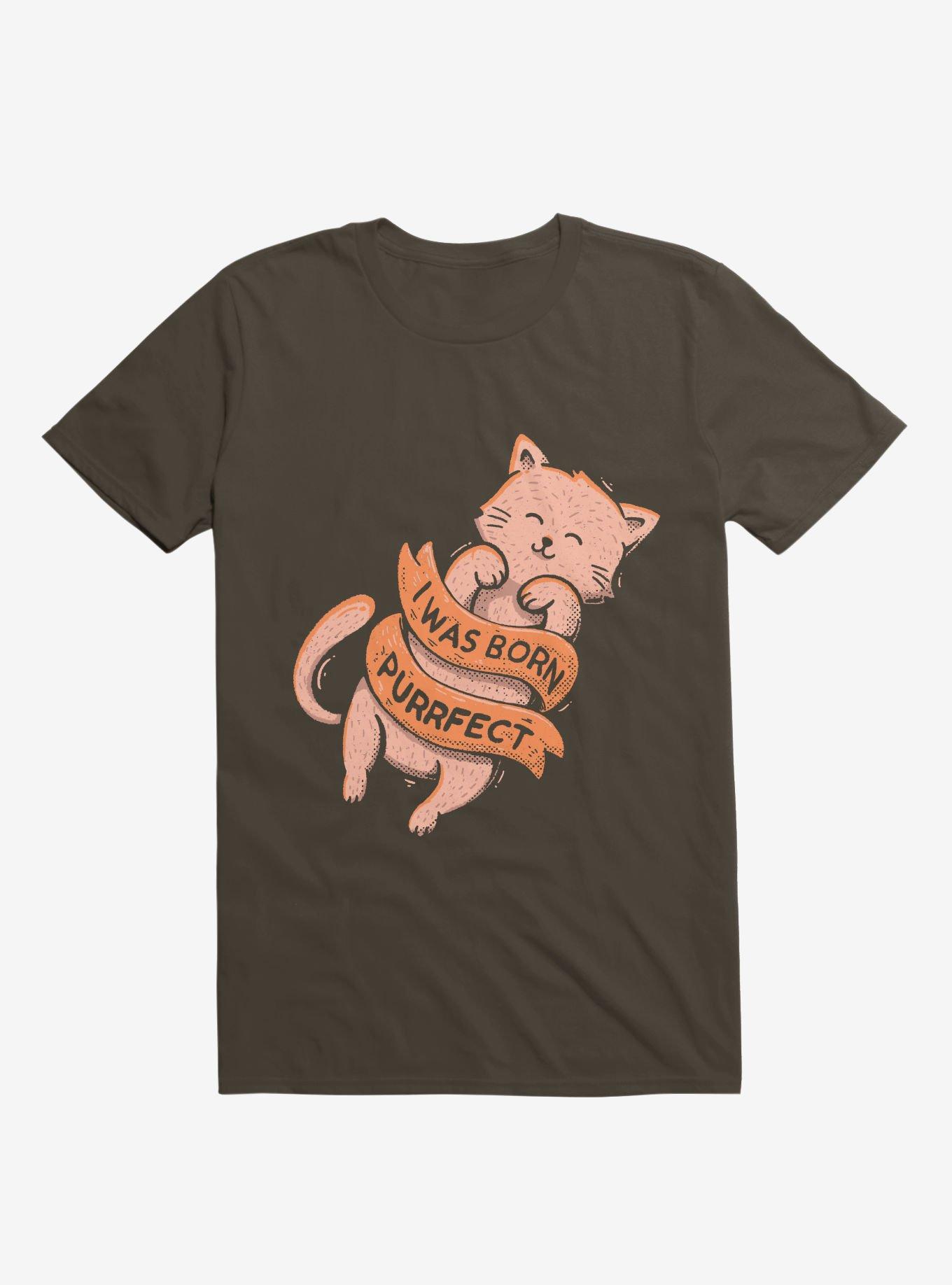 I Was Born Perfect Cat Brown T-Shirt, , hi-res