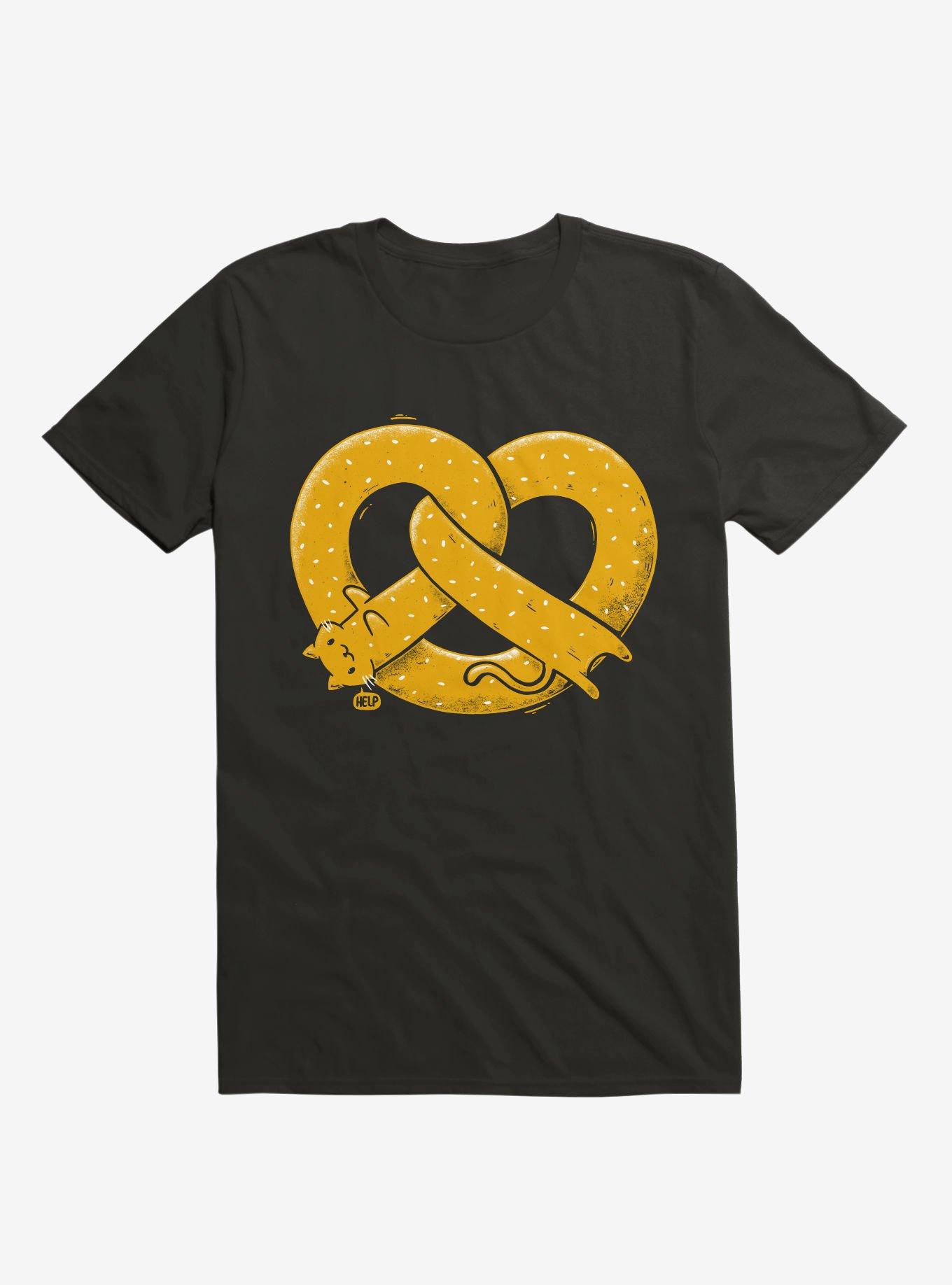 The Long Cat Is A Pretzel Black T-Shirt, BLACK, hi-res