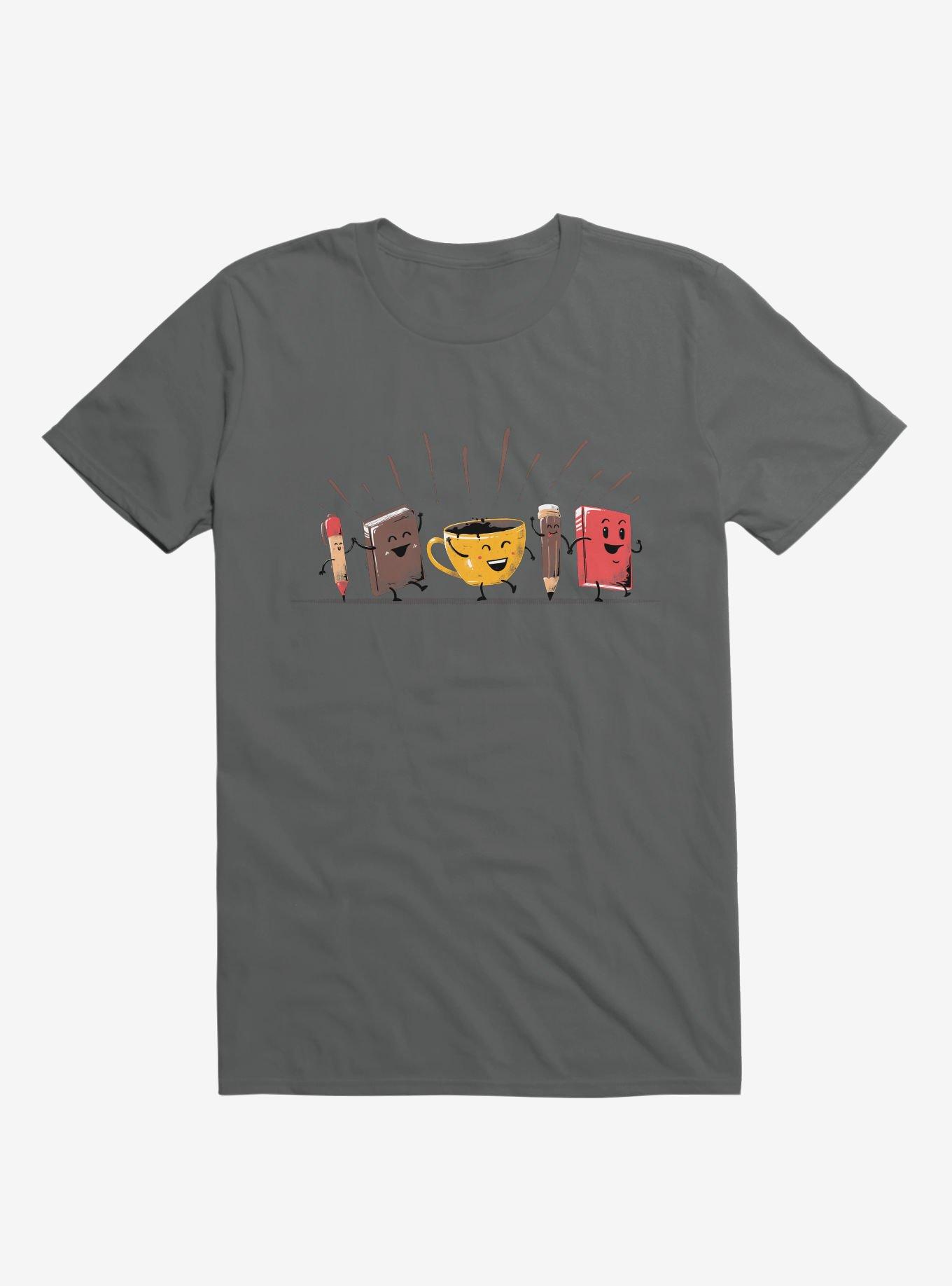 Back To School Coffee Charcoal Grey T-Shirt, CHARCOAL, hi-res
