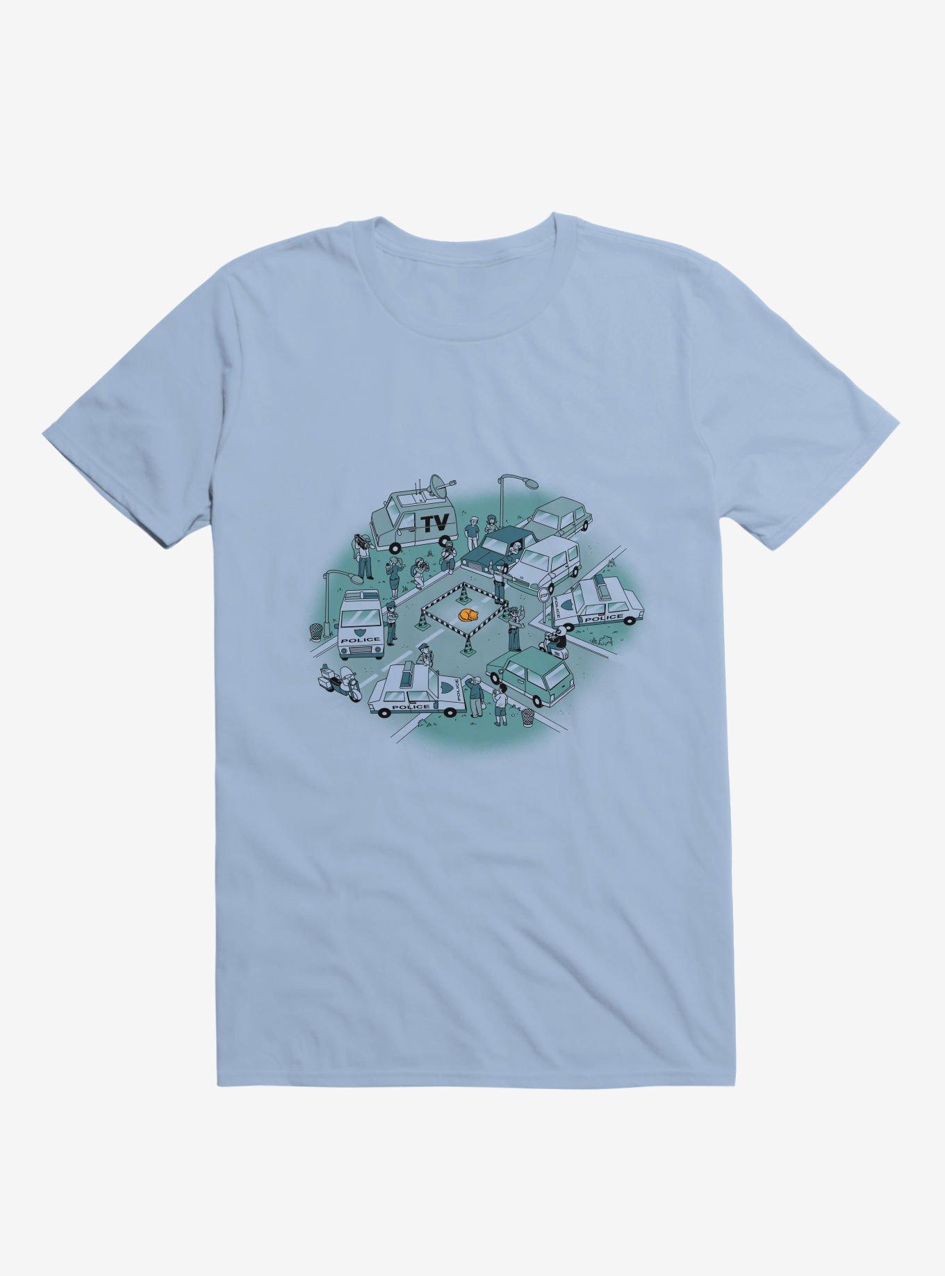 Fluffy Emergency Cat Light Blue T-Shirt