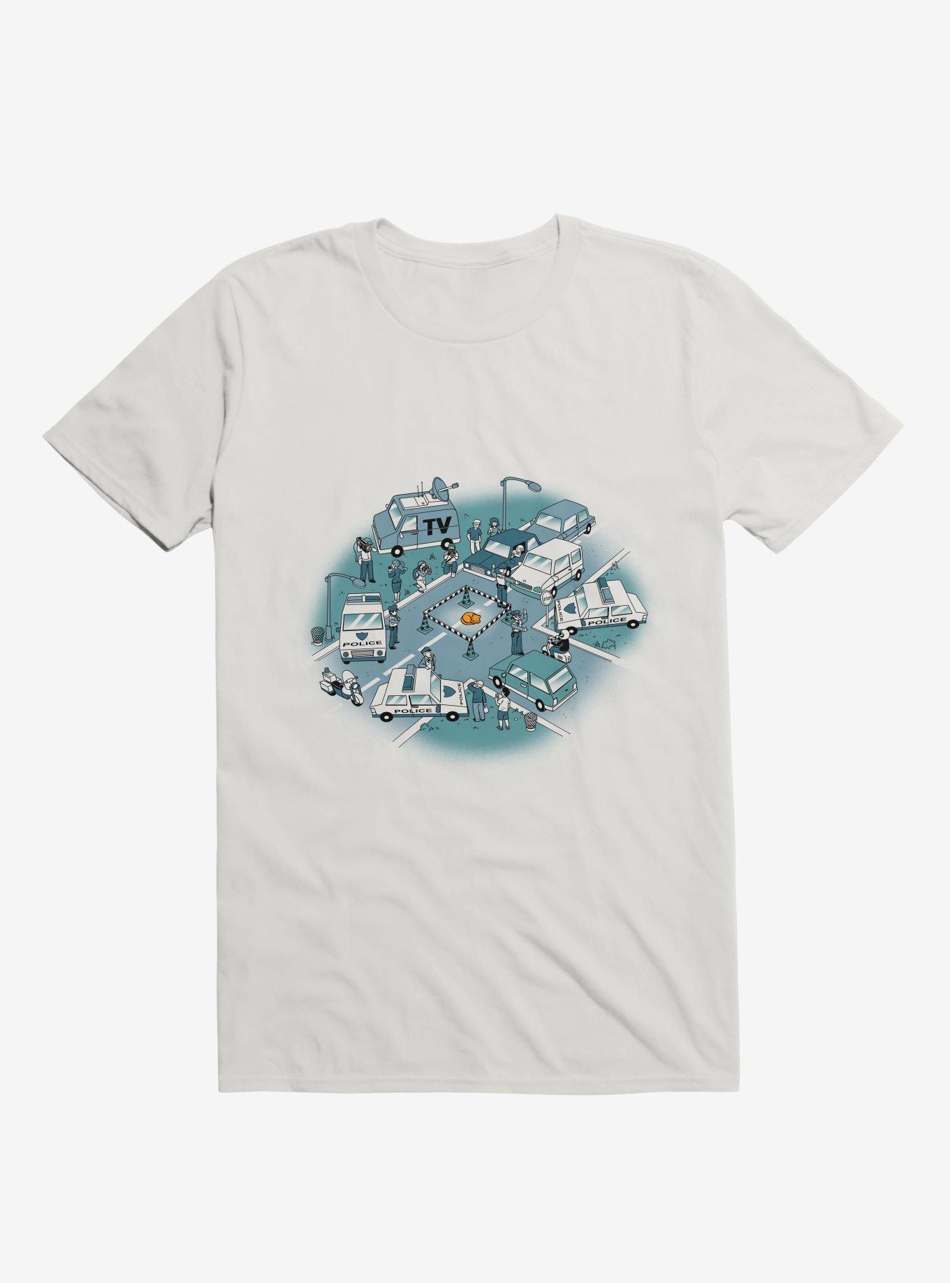 Fluffy Emergency Cat White T-Shirt, , hi-res
