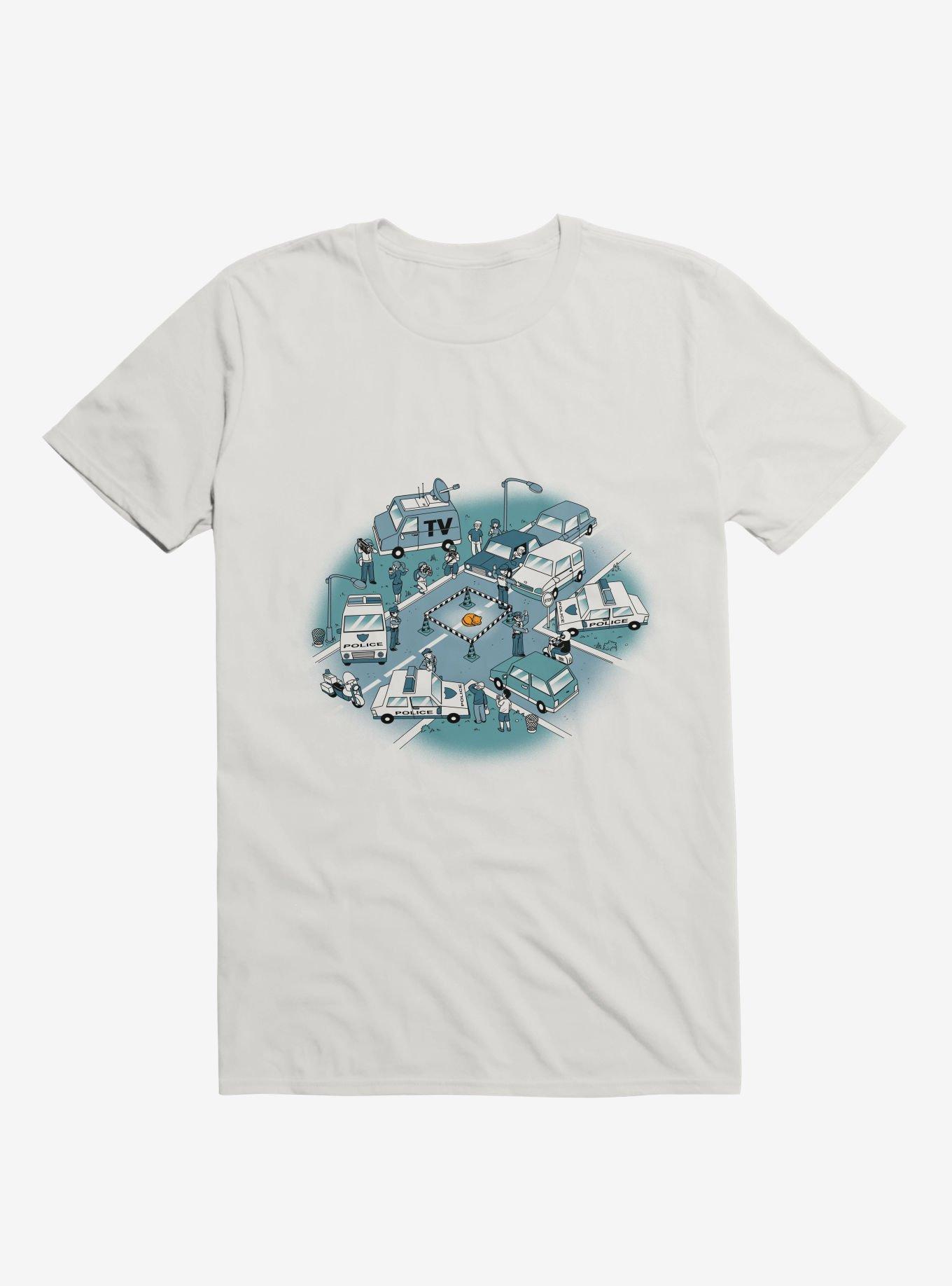 Fluffy Emergency Cat White T-Shirt, WHITE, hi-res